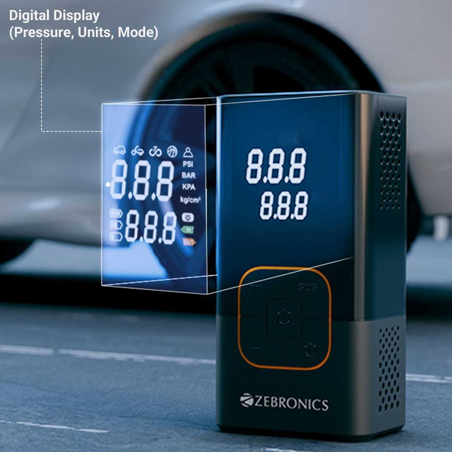 Image of ZEBRONICS ZEB-17TI4 50 psi Tyre Air Pump for Car & Bike