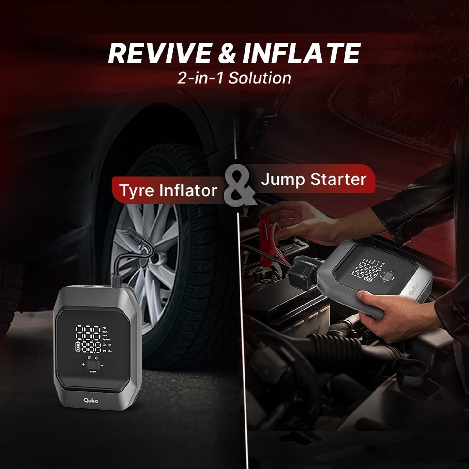 Image of Qubo HIA04 160 psi Tyre Air Pump for Car & Bike