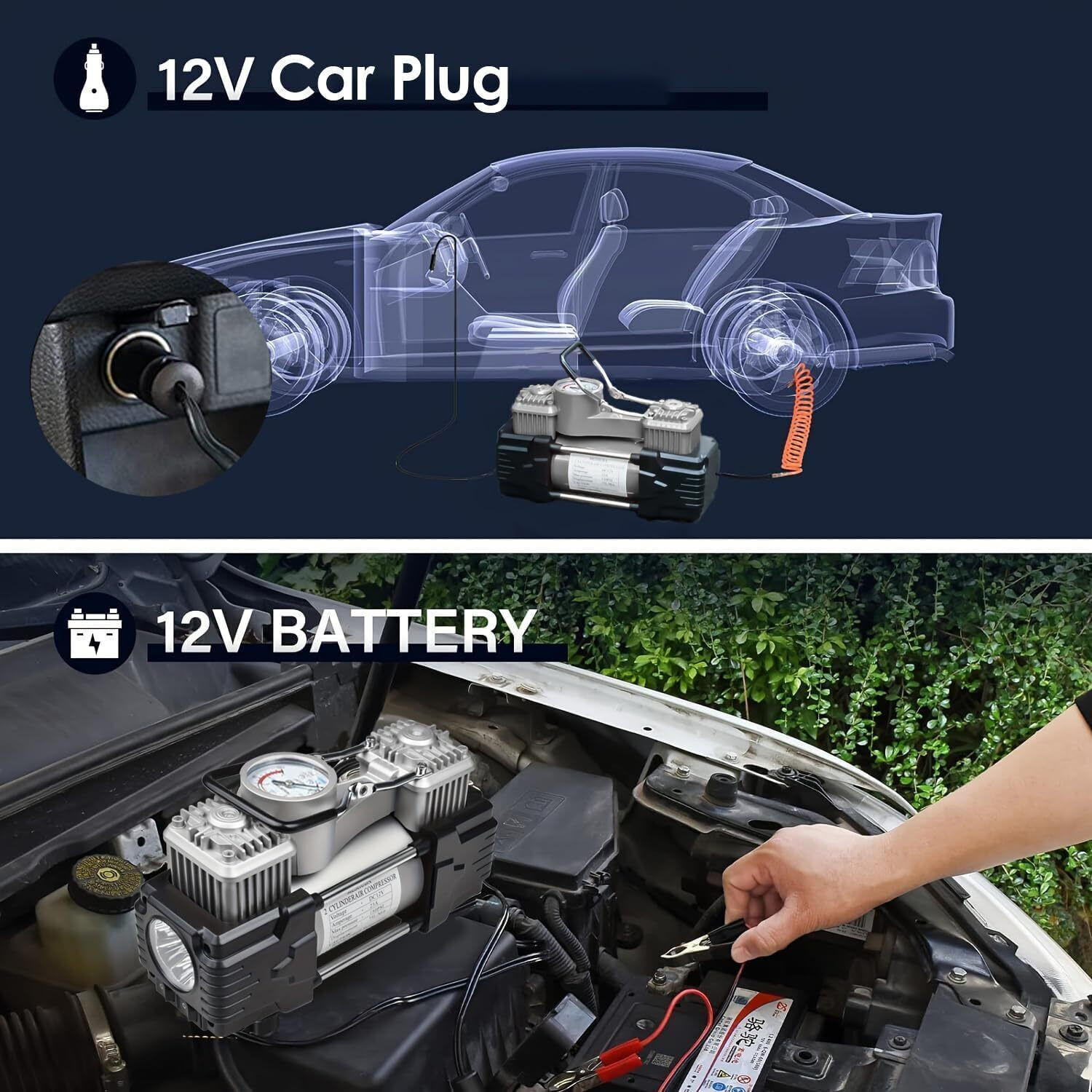 Image of Onshoppy Heavy Duty 12V Compressor & Puncture Kit 150 psi Tyre Air Pump for Car & Bike