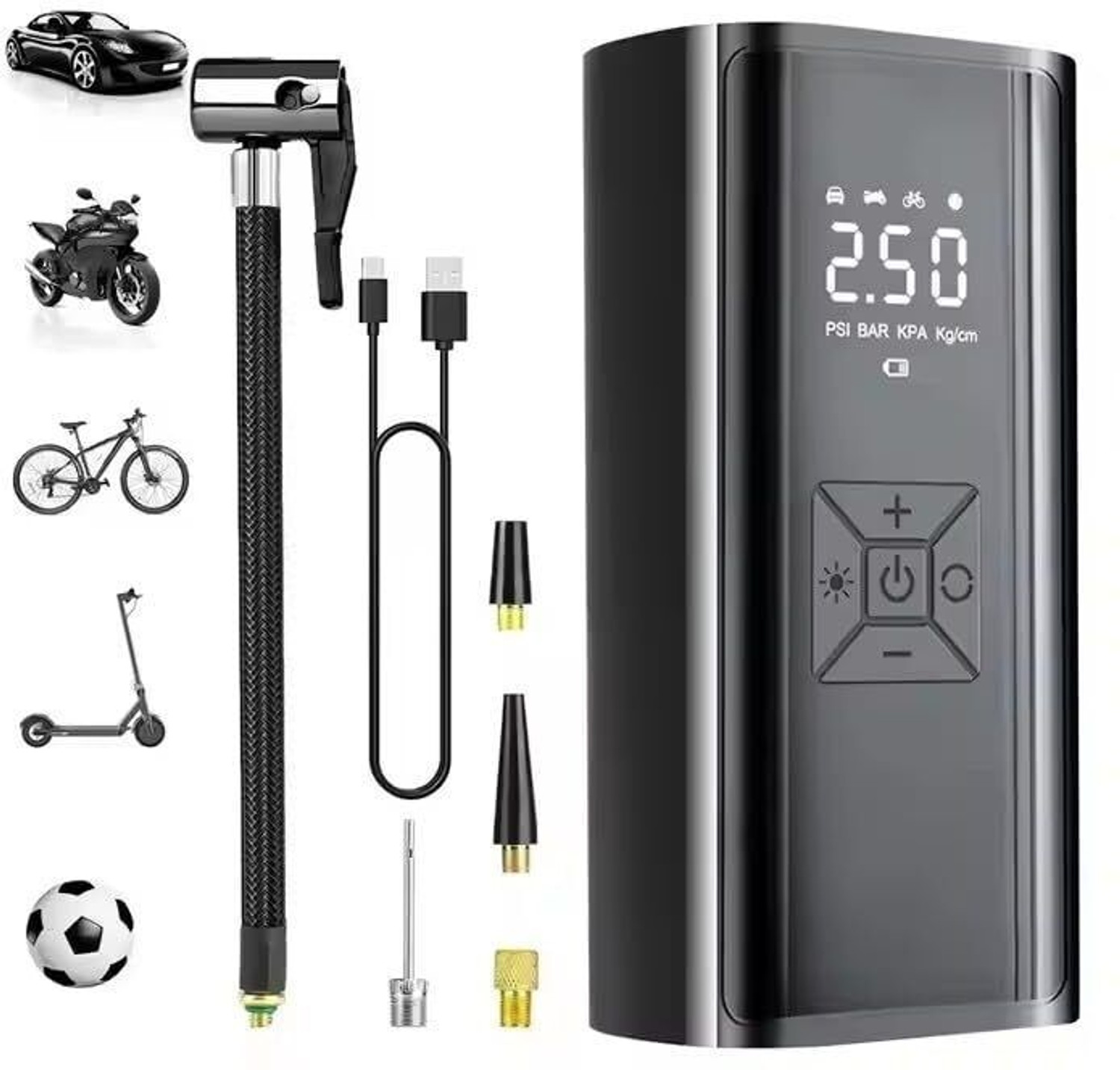 Image of YOURKARTS.COM EG216-Tyre inflator 150 psi Tyre Air Pump for Car & Bike