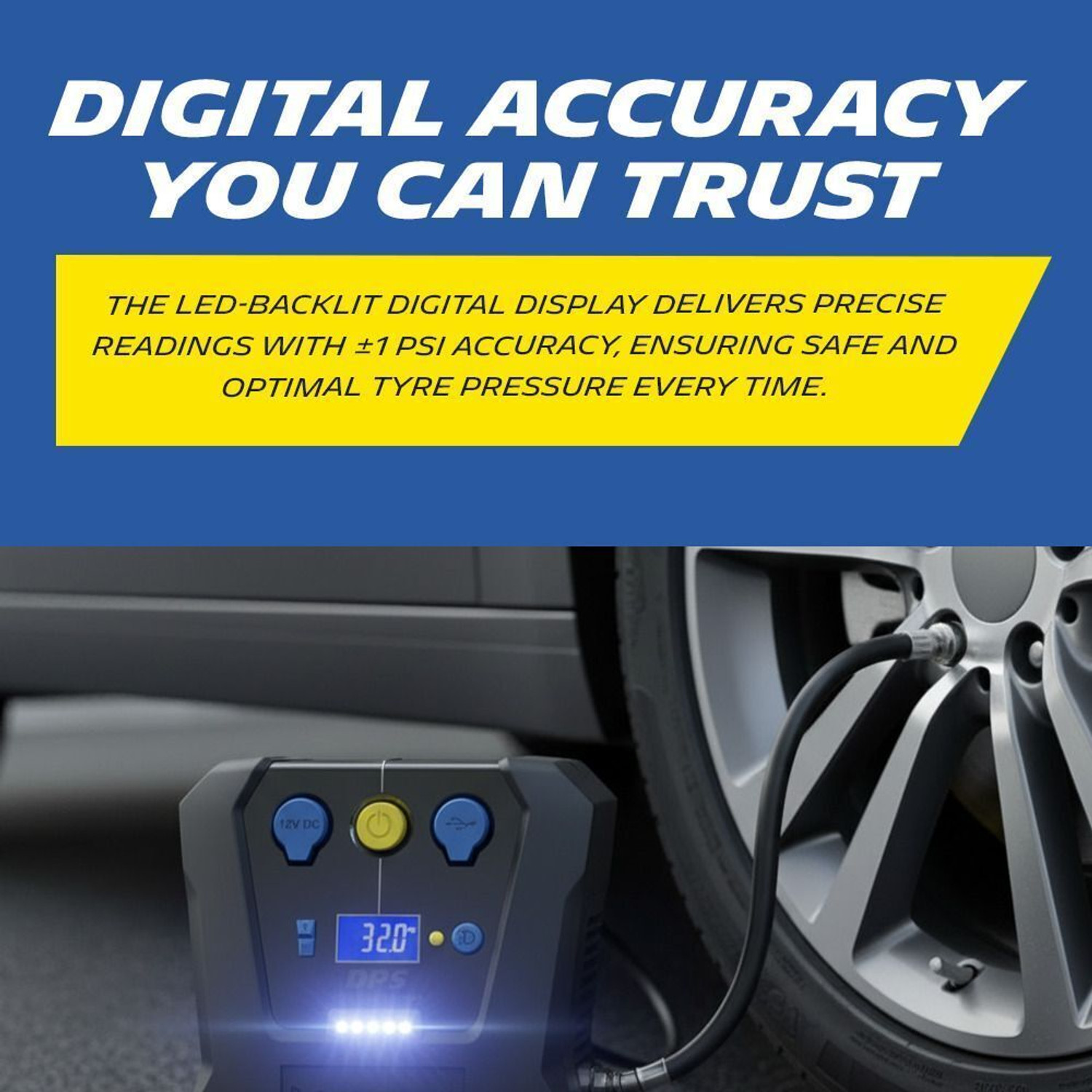 Image of MICHELIN 12V Programmable Digital Tyre Inflator 100 psi Tyre Air Pump for Car & Bike