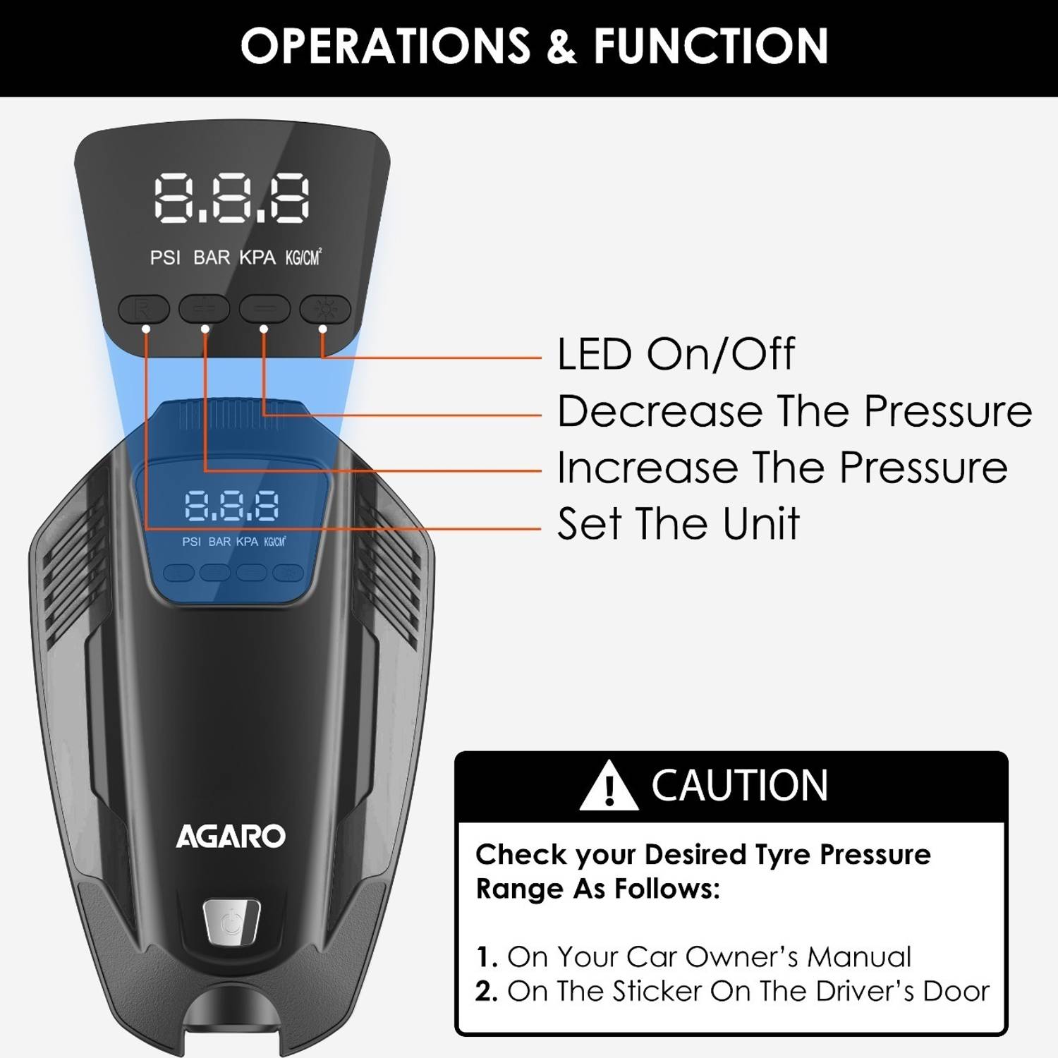 AGARO Primo 150 psi Car & Bike Tyre Air Pump - Image 4
