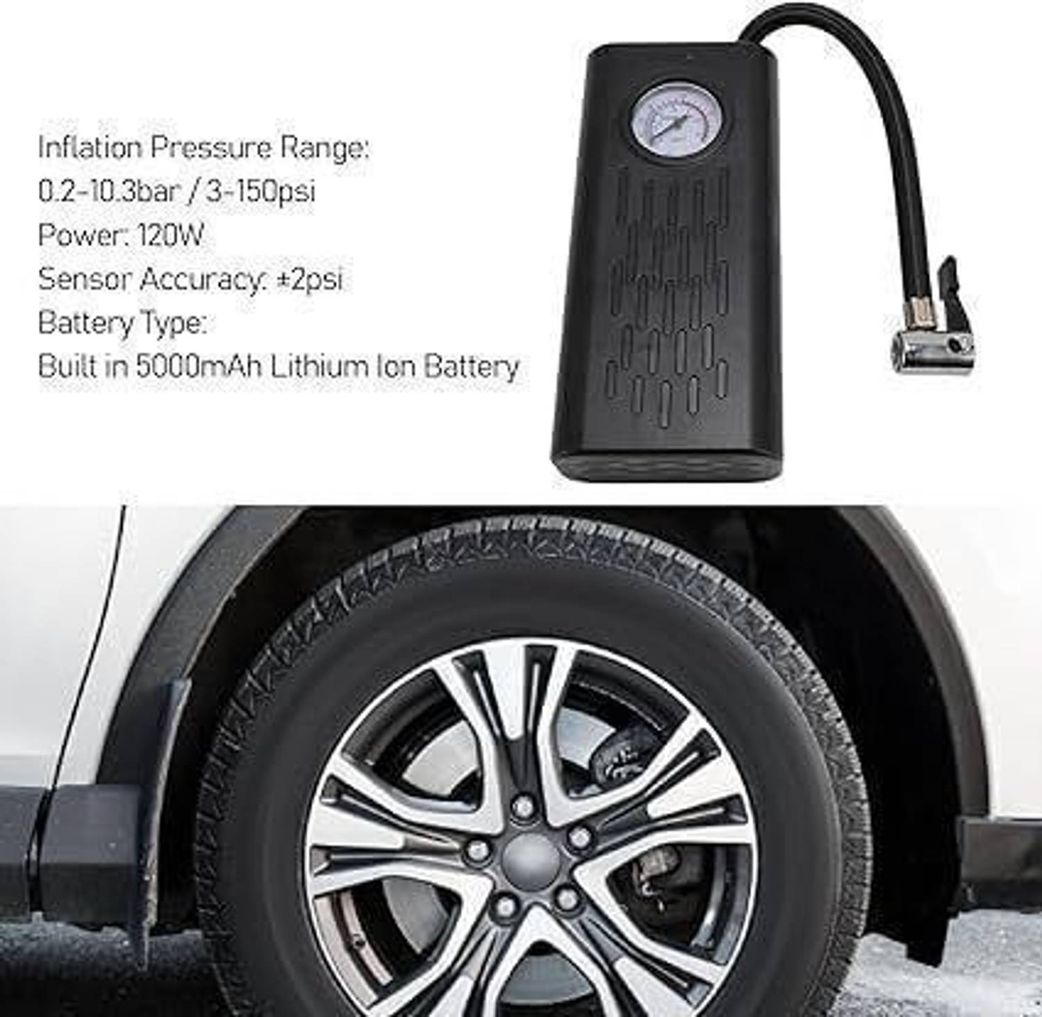 ROX 150 psi USB Rechargeable Tyre Air Pump - Image 5