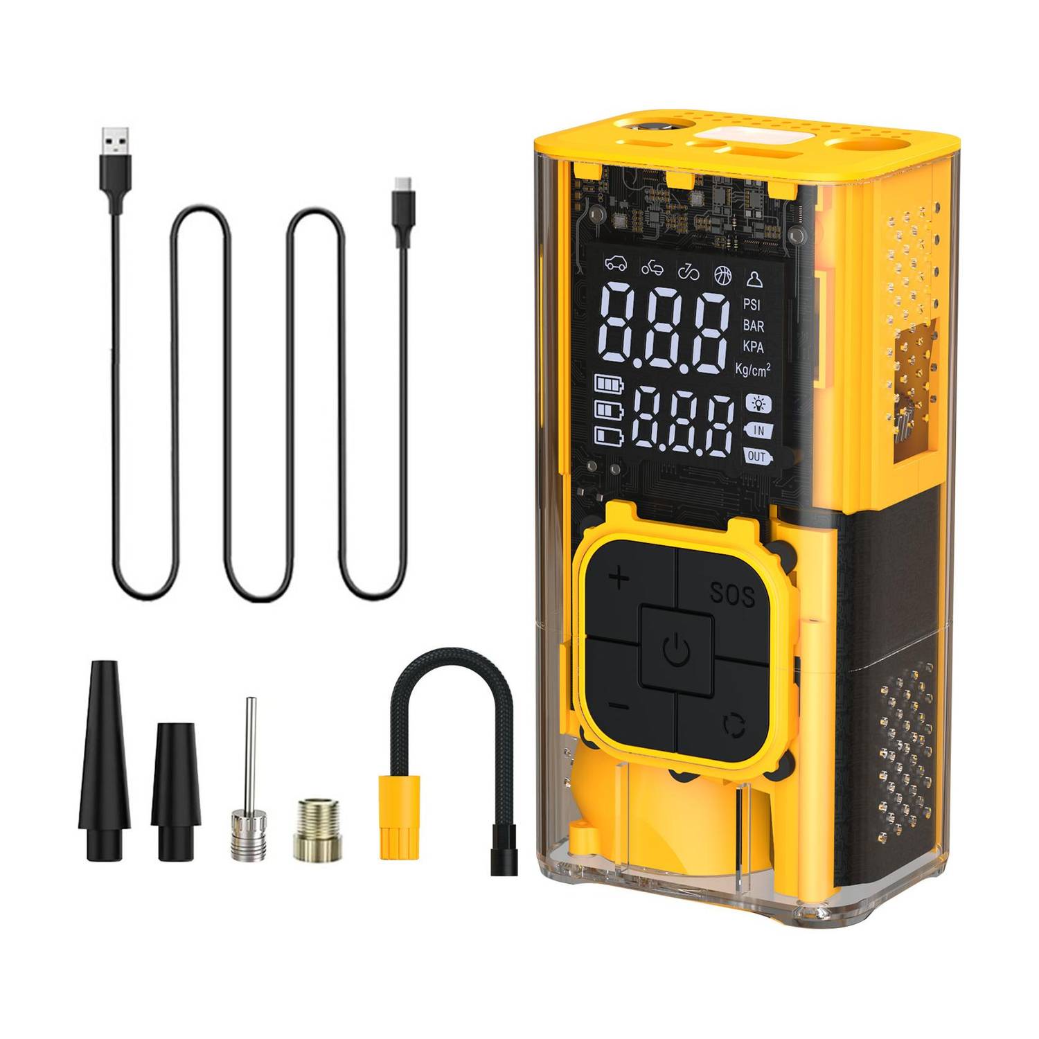 Portronics Vayu 3T Rechargeable Tyre Inflator 150 psi Tyre Air Pump for Car & Bike