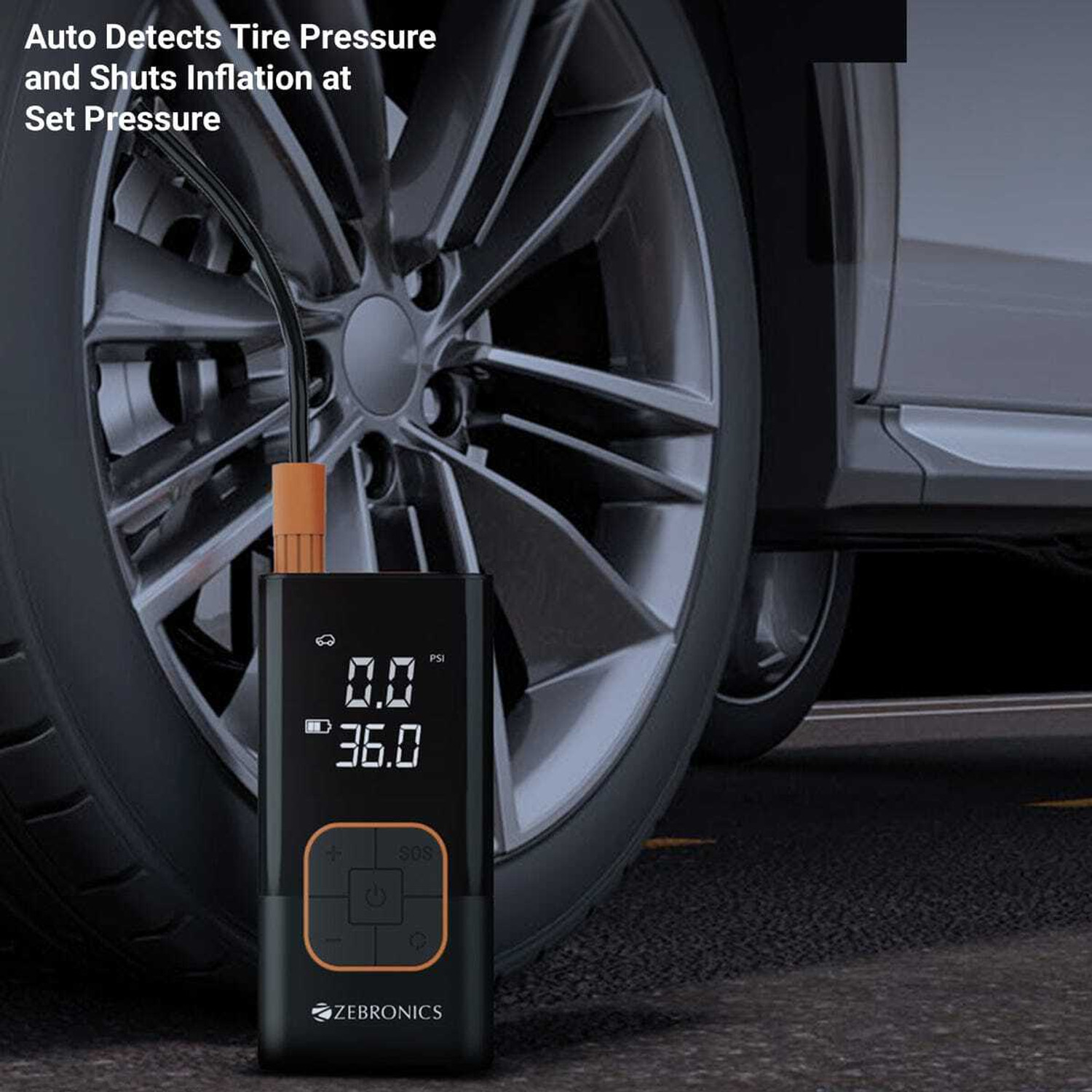 Image of ZEBRONICS ZEB-17TI4 50 psi Tyre Air Pump for Car & Bike