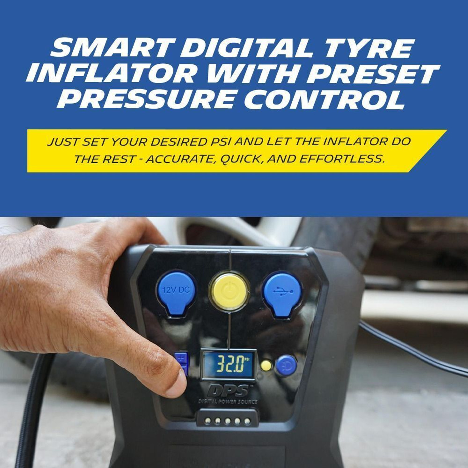 Image of MICHELIN 12V Programmable Digital Tyre Inflator 100 psi Tyre Air Pump for Car & Bike