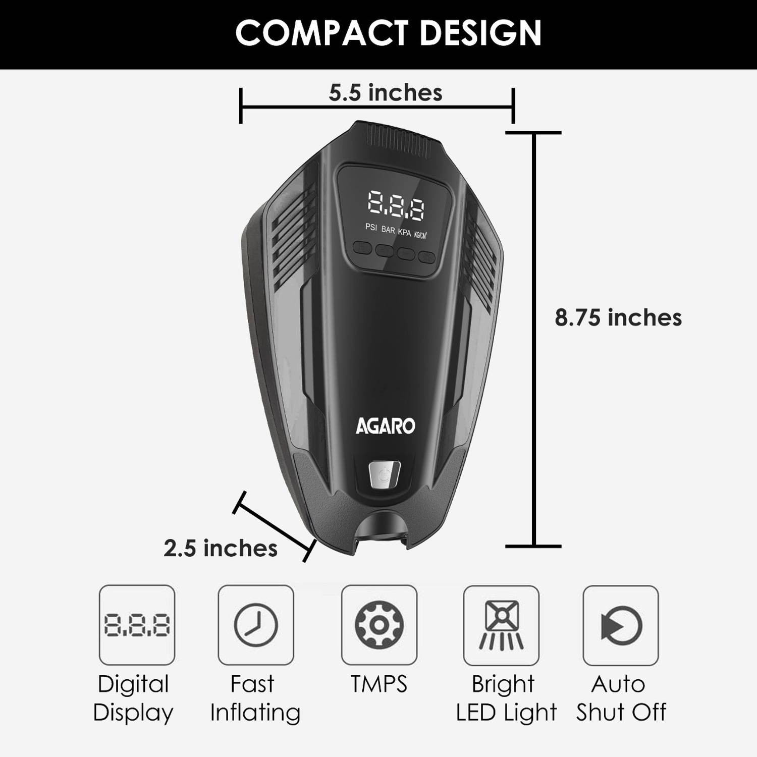 AGARO Primo 150 psi Car & Bike Tyre Air Pump - Image 2