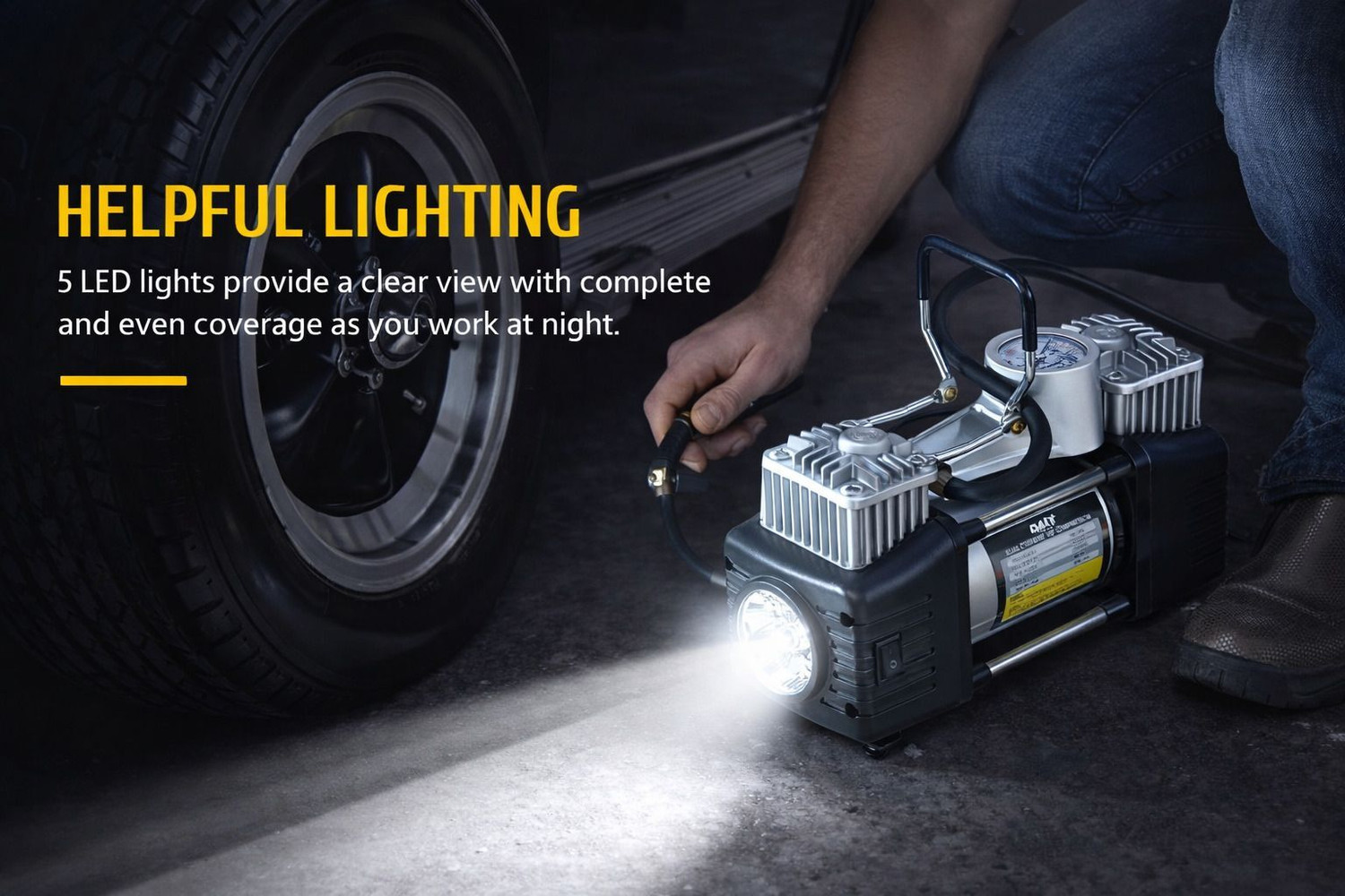 Image of Onshoppy Heavy Duty 12V Compressor & Puncture Kit 150 psi Tyre Air Pump for Car & Bike