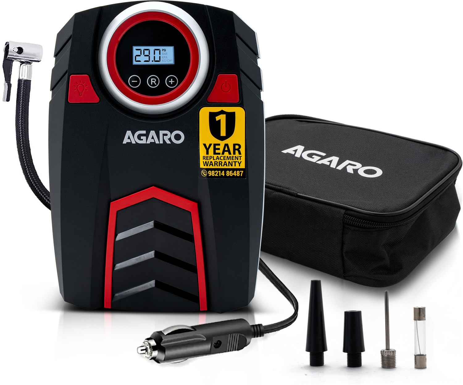 Image of AGARO 150 psi Tyre Air Pump for Car & Bike