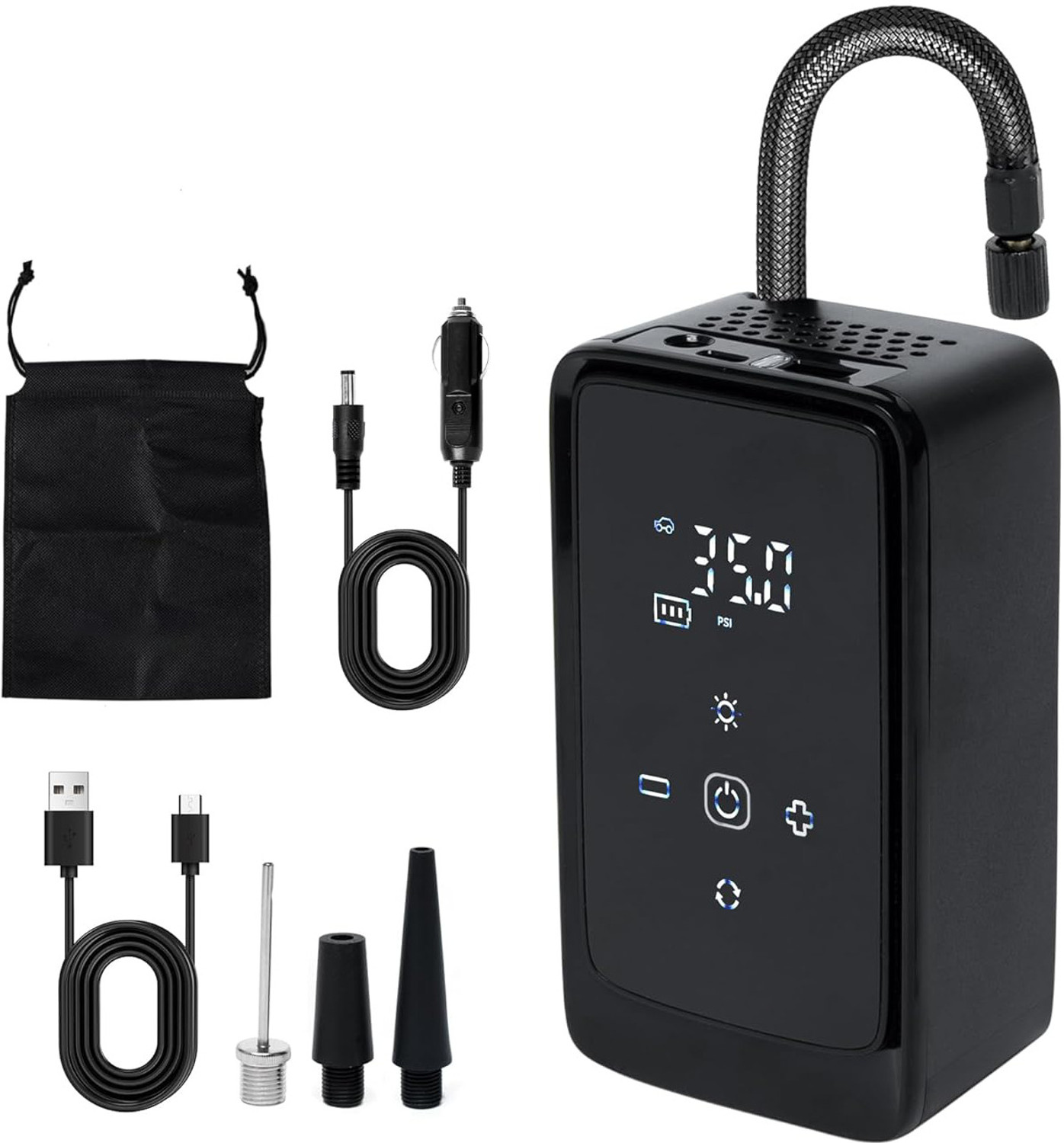 Image of inveXo 2-in-1 Car Tyre Inflator Wired+Wireless 140 psi Tyre Air Pump for Car & Bike