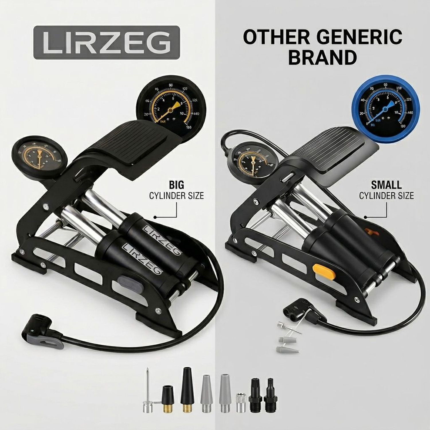 Image of LIRZEG 160 psi Tyre Air Pump Car, Bicycle, Basketball Pump, Ball, Football Pump, Motorcycle Pump