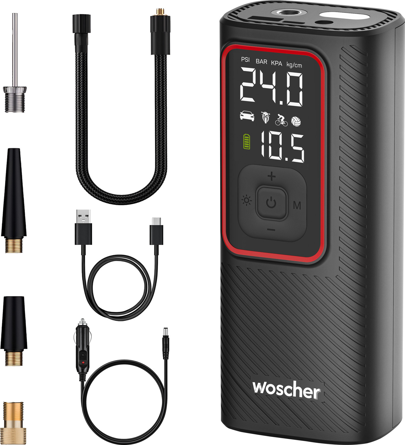 Image of Woscher iX 6000mAh 2in1 Cordless Tyre Inflator 150 psi Tyre Air Pump for Car & Bike