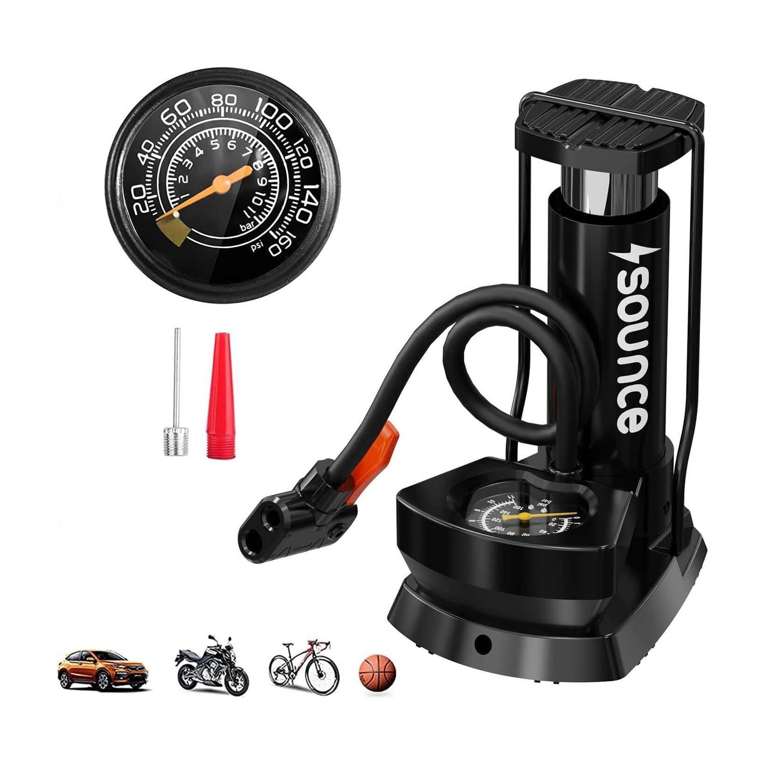 ADIT HeavyDuty Foot Pump 150 psi Tyre Air Pump for Car & Bike