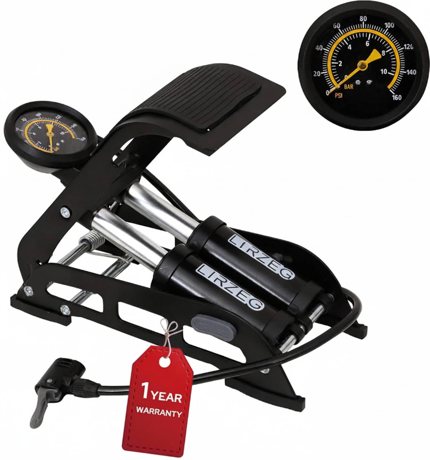 LIRGEZ KAP-5Black 160 psi Tyre Air Pump - Image 4