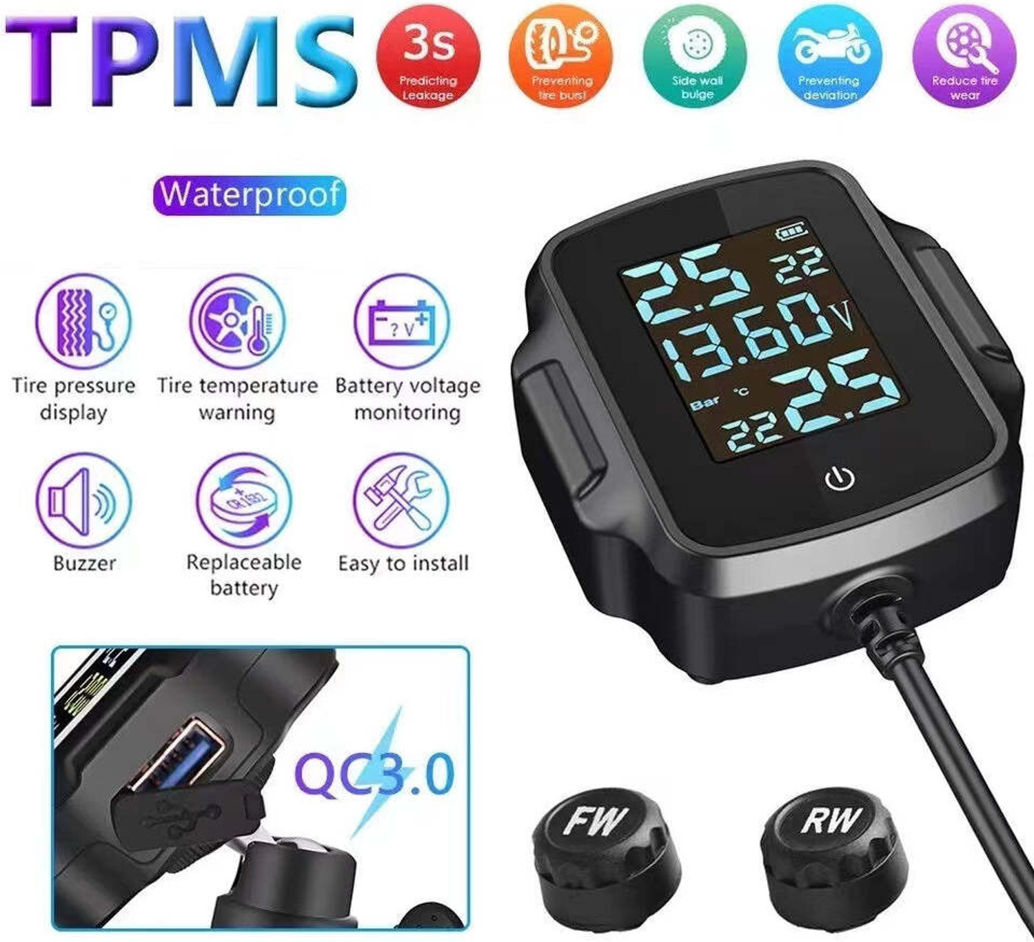 Image of AutoPowerz Smart Tyre Pressure Gauge Tyre Pressure Monitoring System(TPMS)
