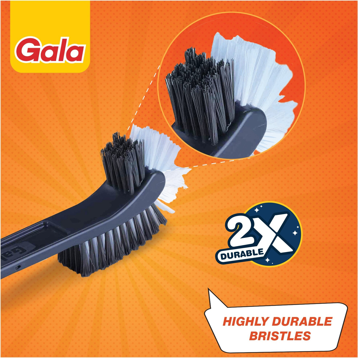 Image of GALA Double Hockey Toilet Brush with Holder (Grey)