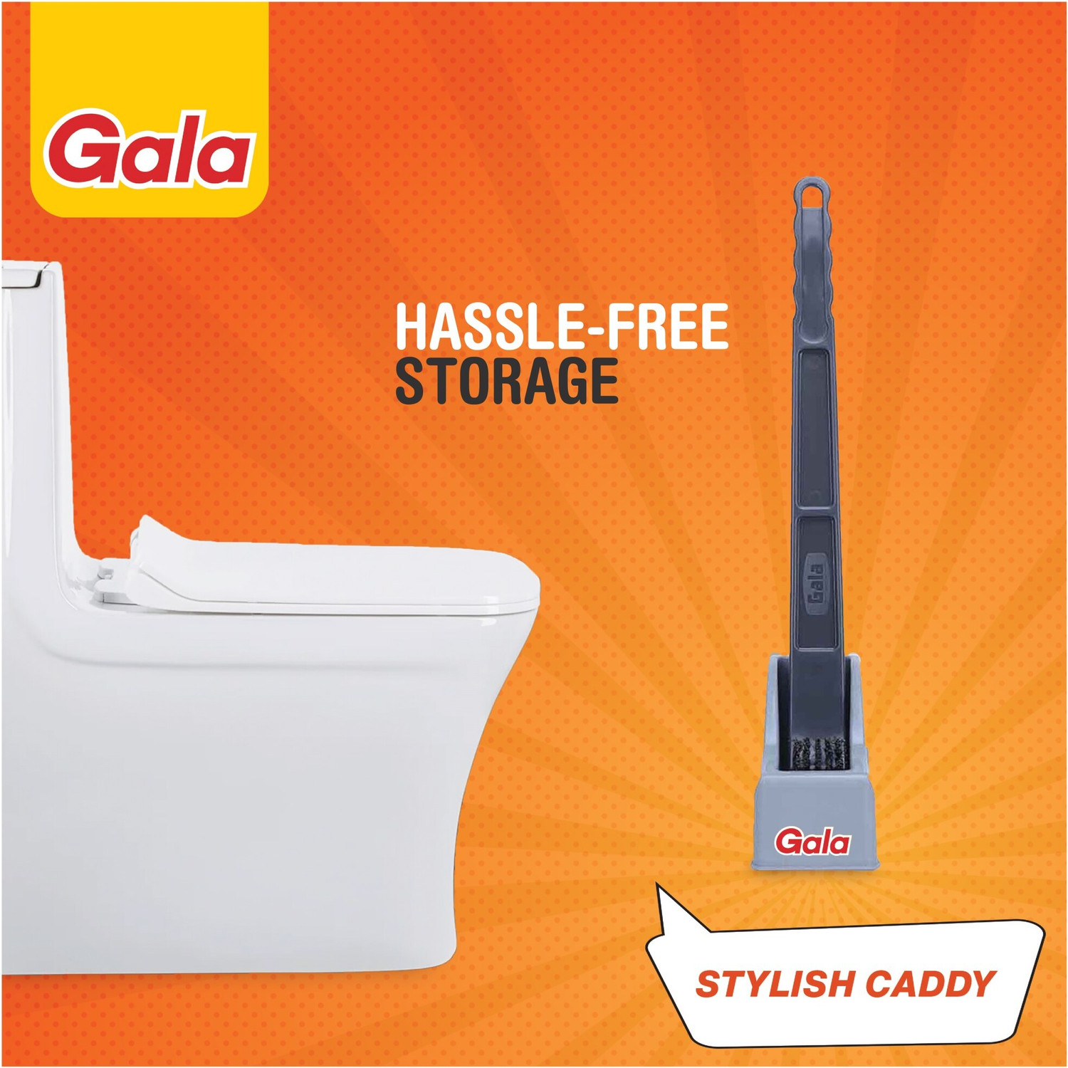 Image of GALA Double Hockey Toilet Brush with Holder (Grey)