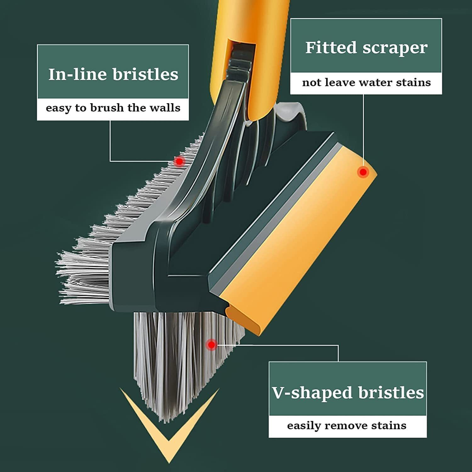 Image of ZUDORA Upgraded 3 in 1 Bathroom Cleaning Brush with Wiper (Multicolor)