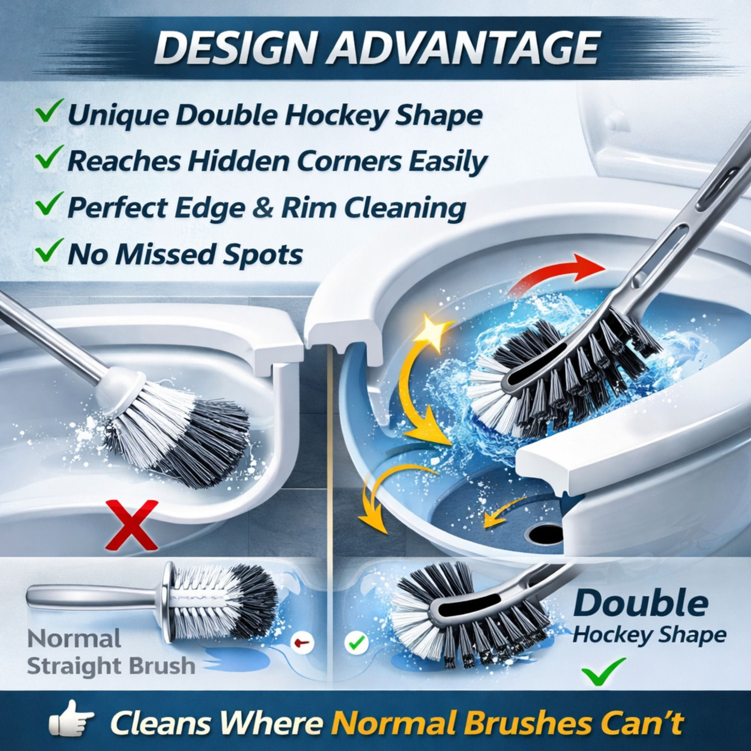 Image of HomeEasee Double Hockey Toilet Cleaning Brush for Indian and Western Toilets, Pack of 2