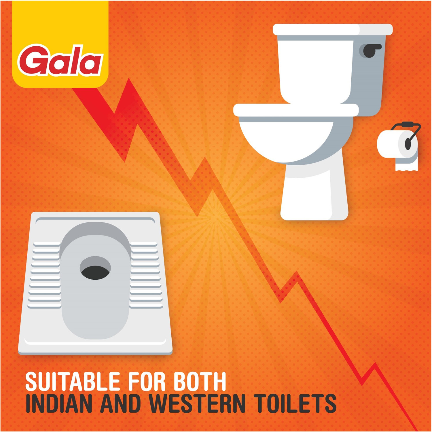 Image of GALA Double Hockey Toilet Brush with Holder (Grey)