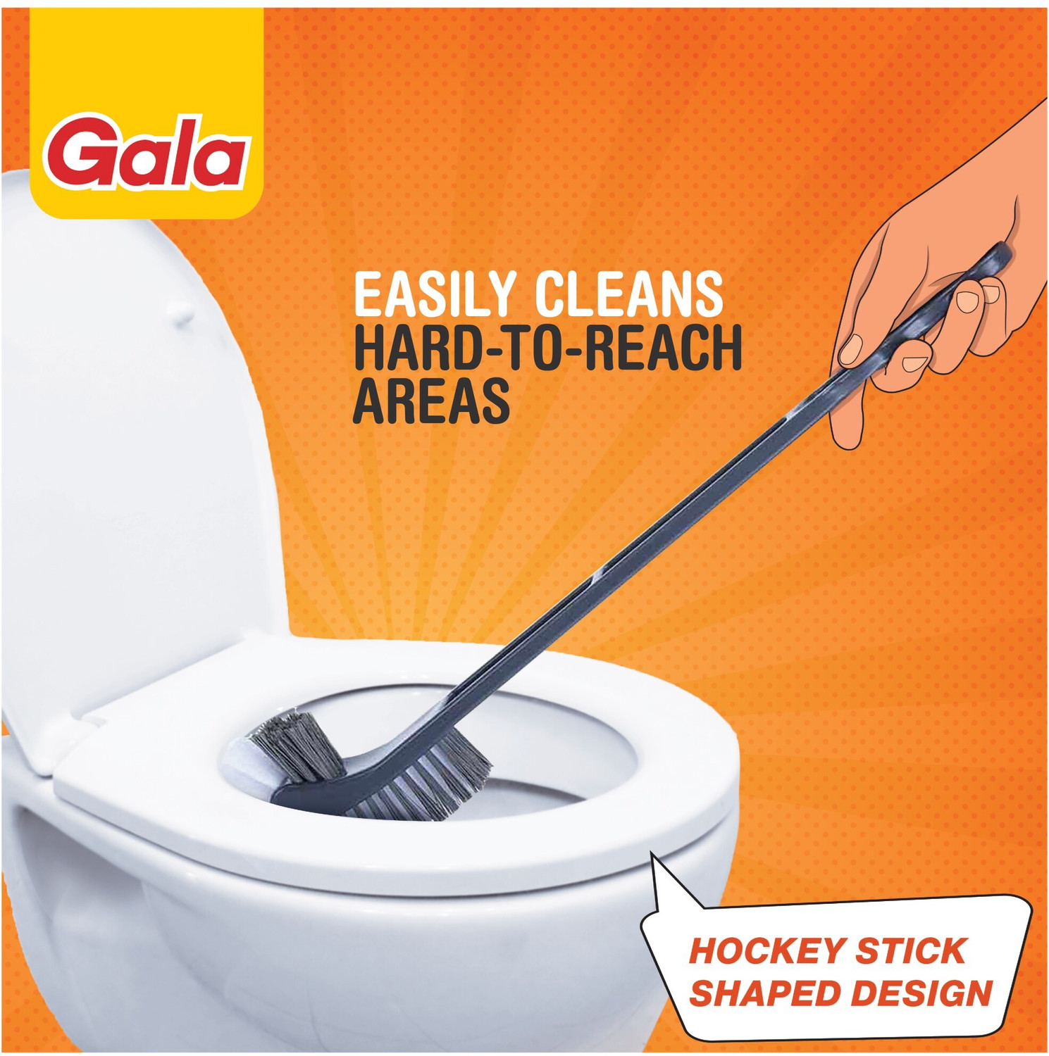 Image of GALA Double Hockey Toilet Brush with Holder (Grey)