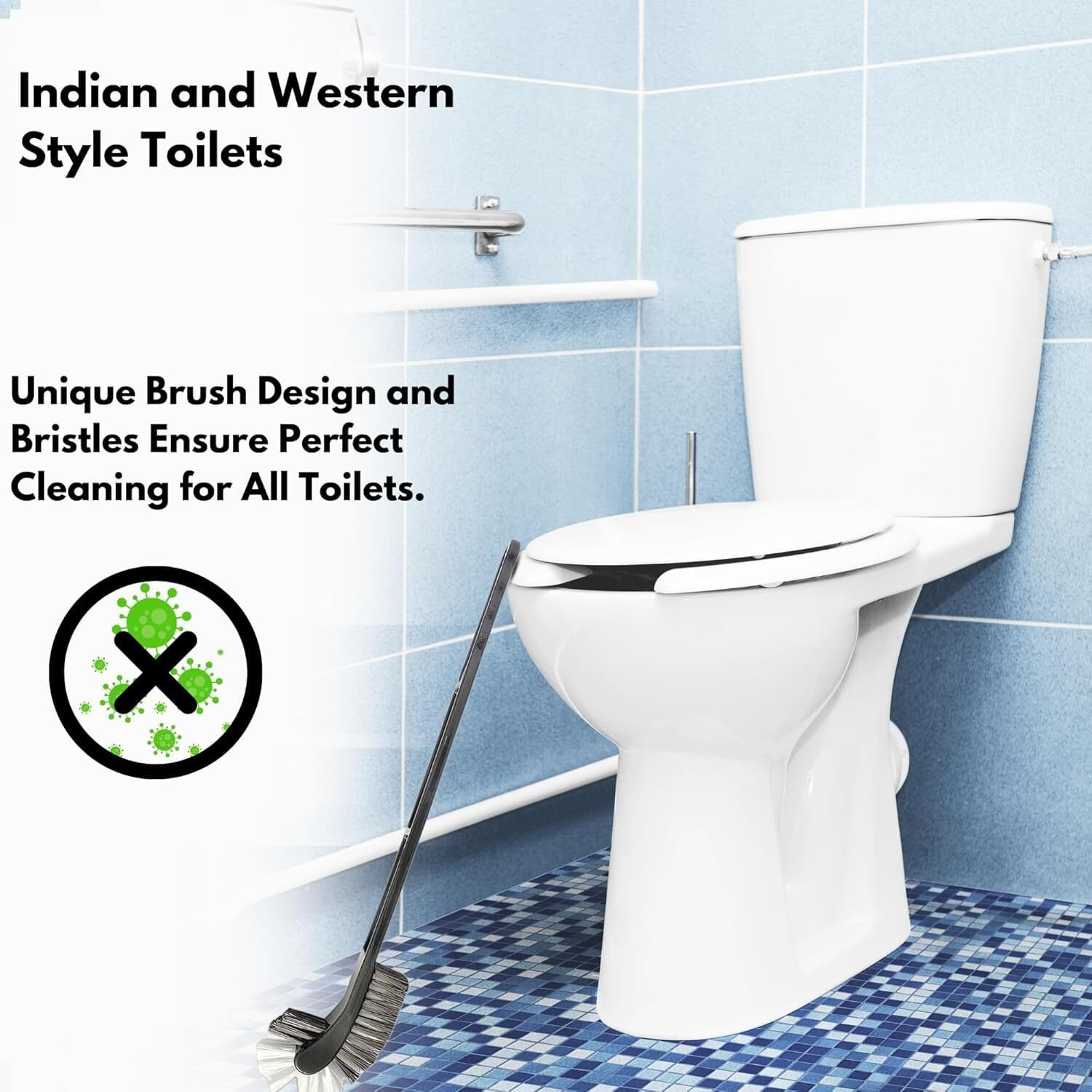 Image of INCLUSSHOP Toilet Brush And Toilet Cleaner Brush for Cleaning Indian Pack of 2