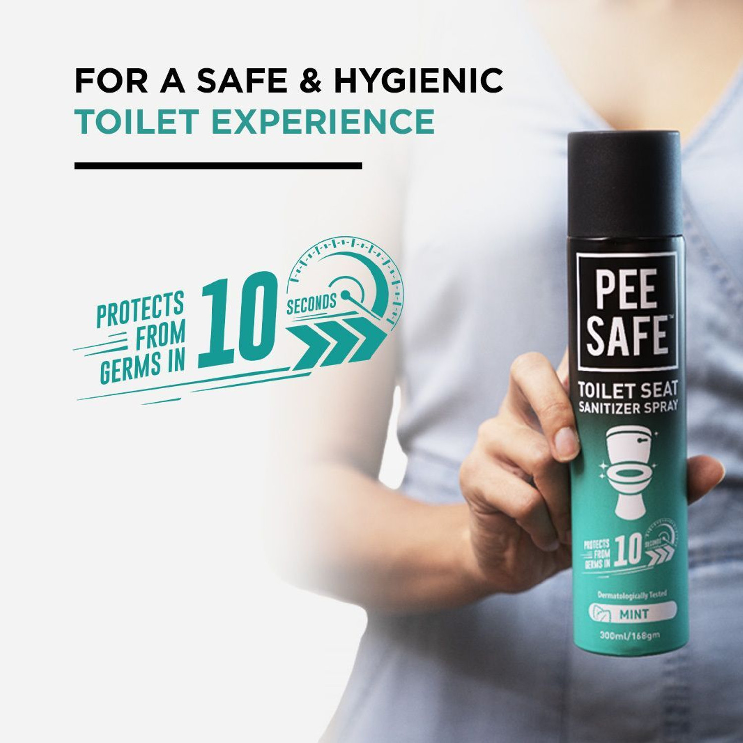 Image of Pee Safe Toilet Seat Sanitizer Spray Washroom Pack - Mint Spray Toilet Cleaner
