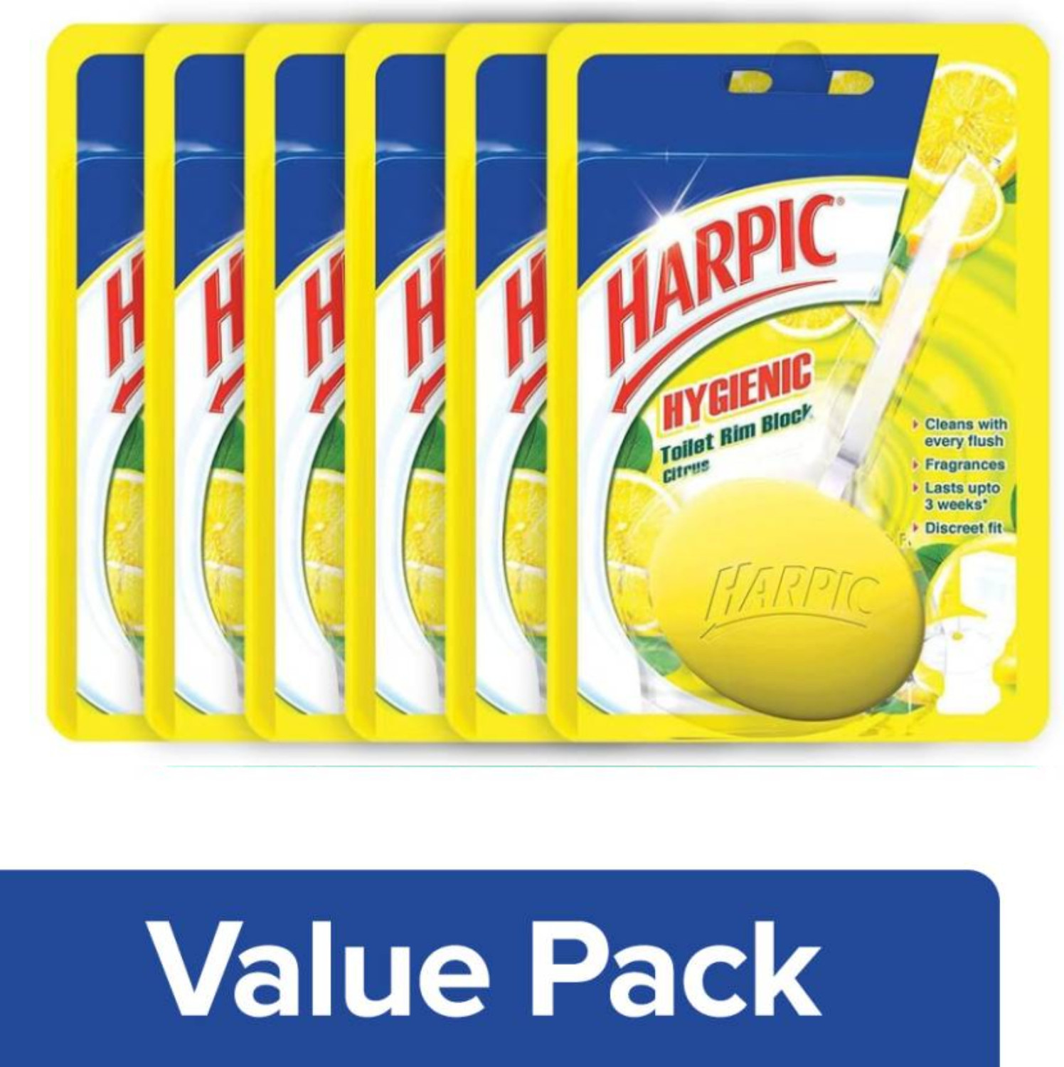 Harpic Hygienic Citrus Rim Citrus Block Toilet Cleaner