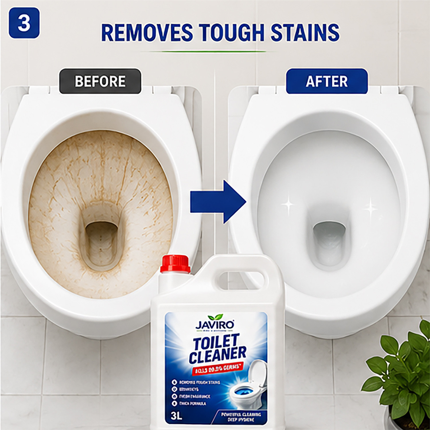 Image of javiro Heavy Duty Toilet Cleaner, Fumeless Deep Action Citrus Liquid Toilet Cleaner