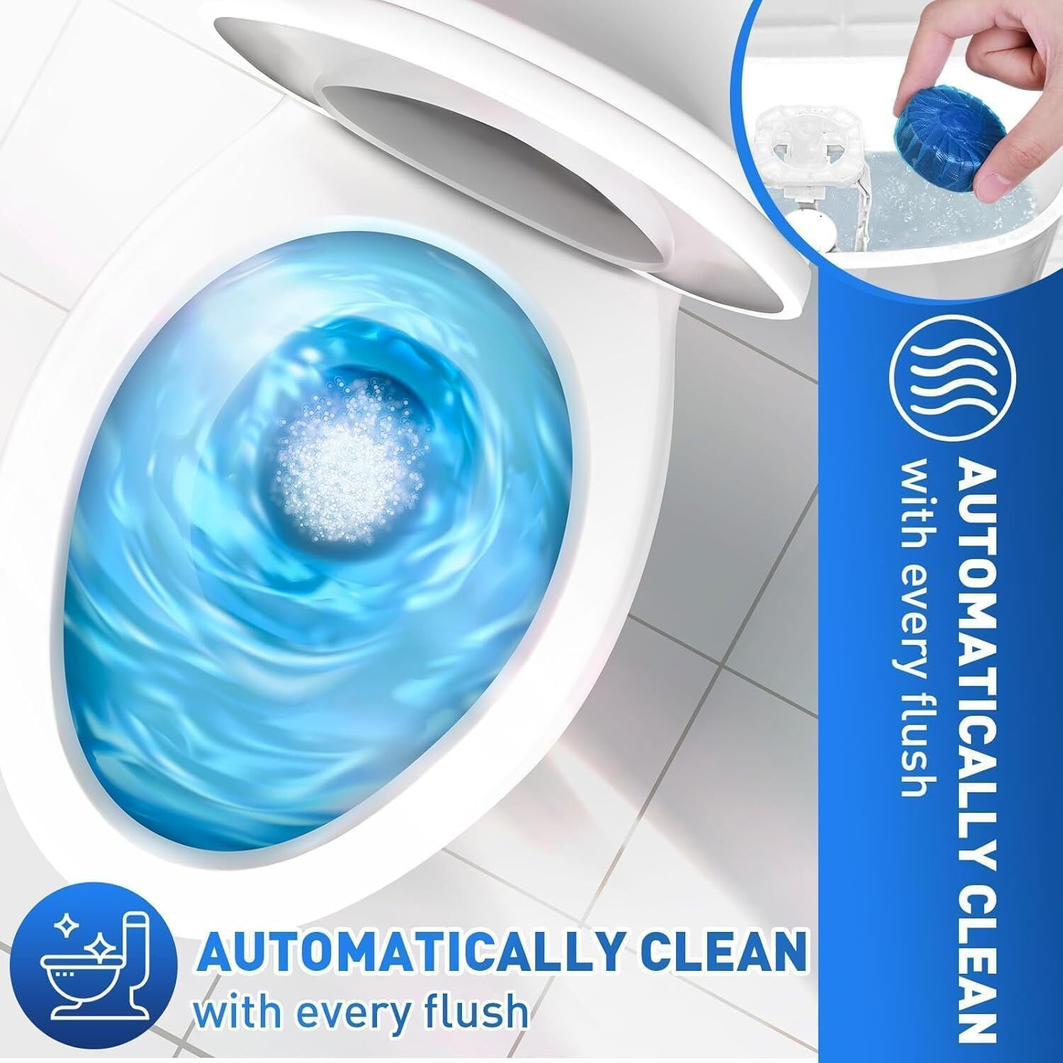 Image of roff 20 Tablets Automatic Flush Toilet Bowl Cleaner Tablets Aloha Liquid Toilet Cleaner