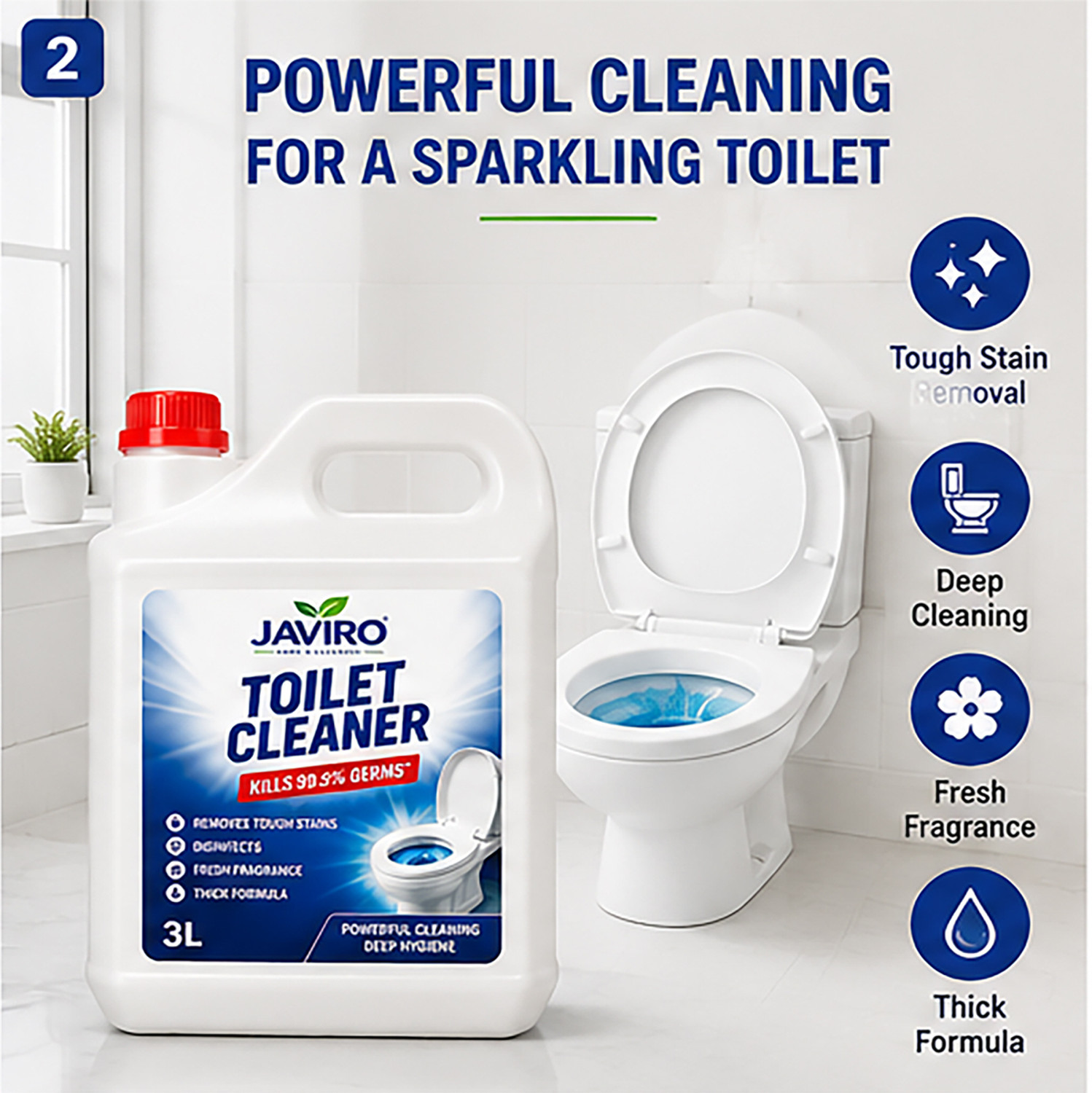 Image of javiro Heavy Duty Toilet Cleaner, Fumeless Deep Action Citrus Liquid Toilet Cleaner