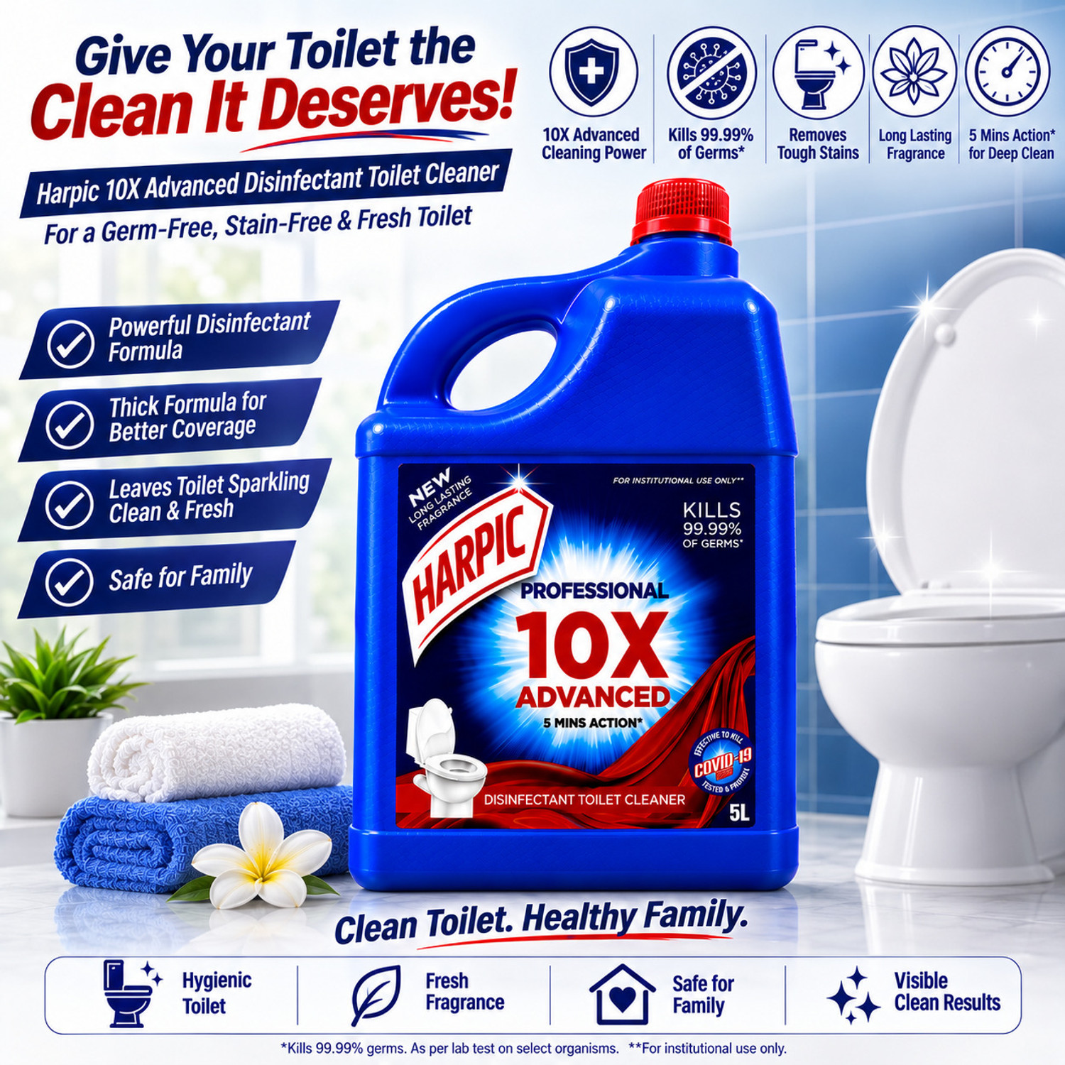 Image of Harpic Original Toilet Cleaner Liquid 5L | Professional 10X Advanced Citrus Liquid Toilet Cleaner
