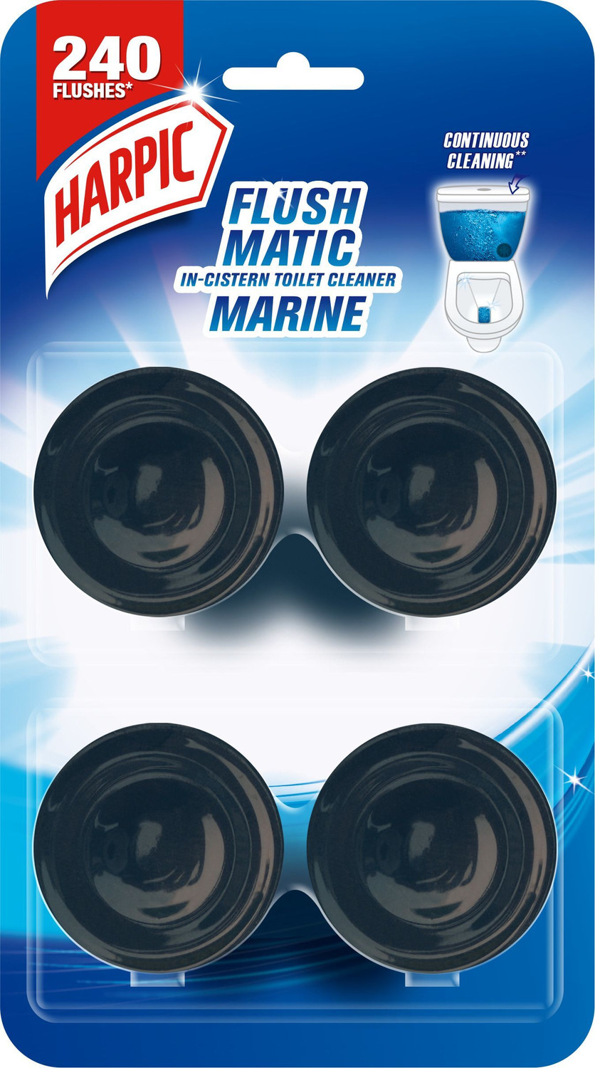 Image of Harpic Flushmatic In-Cistern Marine Block Toilet Cleaner Blocks Marine Rim Block