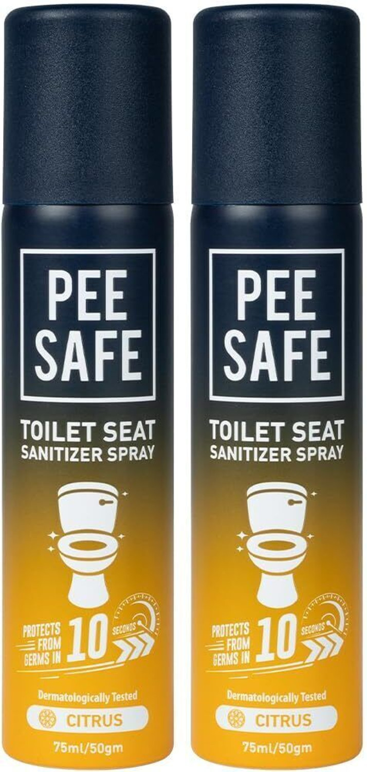 Image of Pee Safe Toilet Seat Sanitizer Spray Protects 99.9% Germs In 10 Seconds & Travel Friendly Citrus Spray Toilet Cleaner