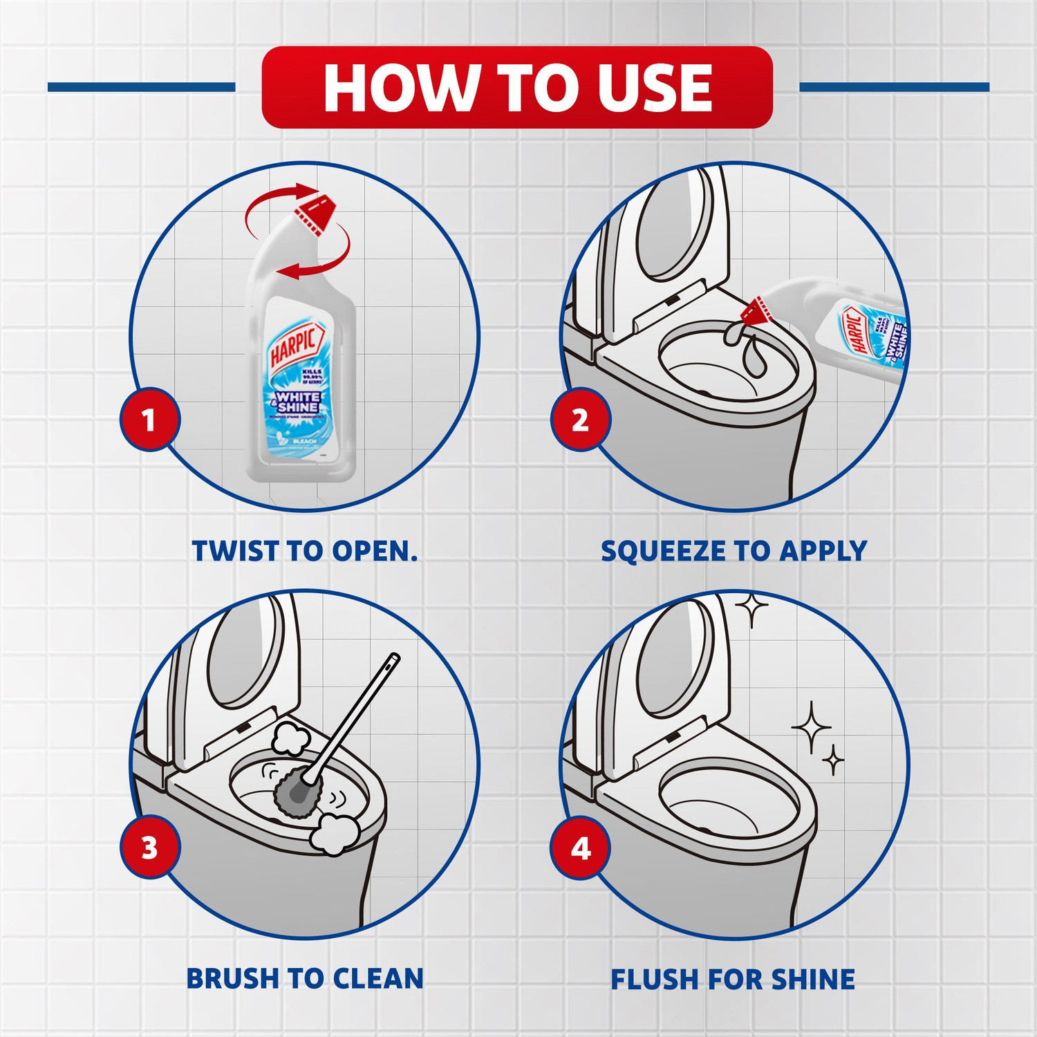 Image of Harpic White & Shine Toilet Cleaner, Liquid, basin, commode, tile, bathroom, not phenyl Liquid Toilet Cleaner