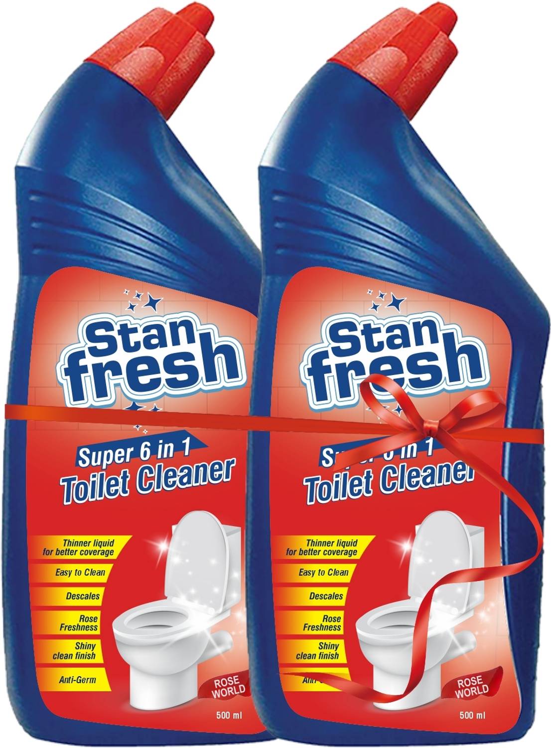 stanfresh Super 6 in 1 Toilet Cleaner Rose World 500ml (Pack Of 2