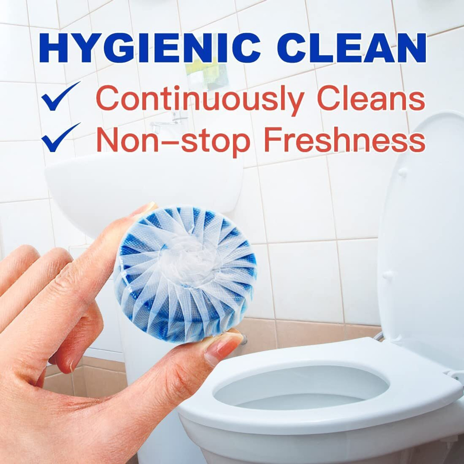 Image of Fignite Fresh Smell Sustained-Release Technology Auto Toilet Bowl Cleaners Deodorize Regular Rim Block (3 x 1 g)