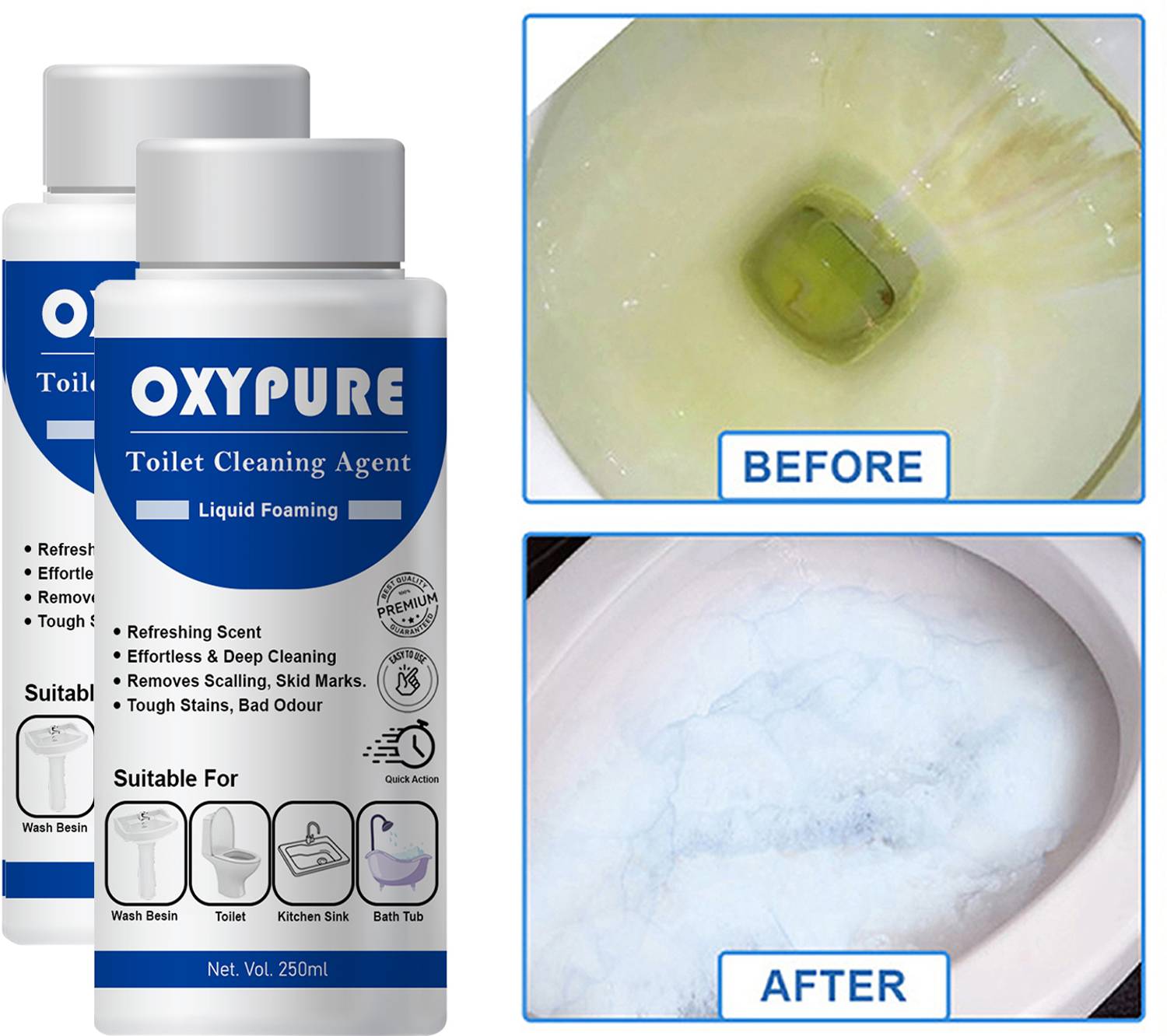 SOULMINE OxyPure 2-Pack Toilet Cleaning Agent Foaming Liquid, 2