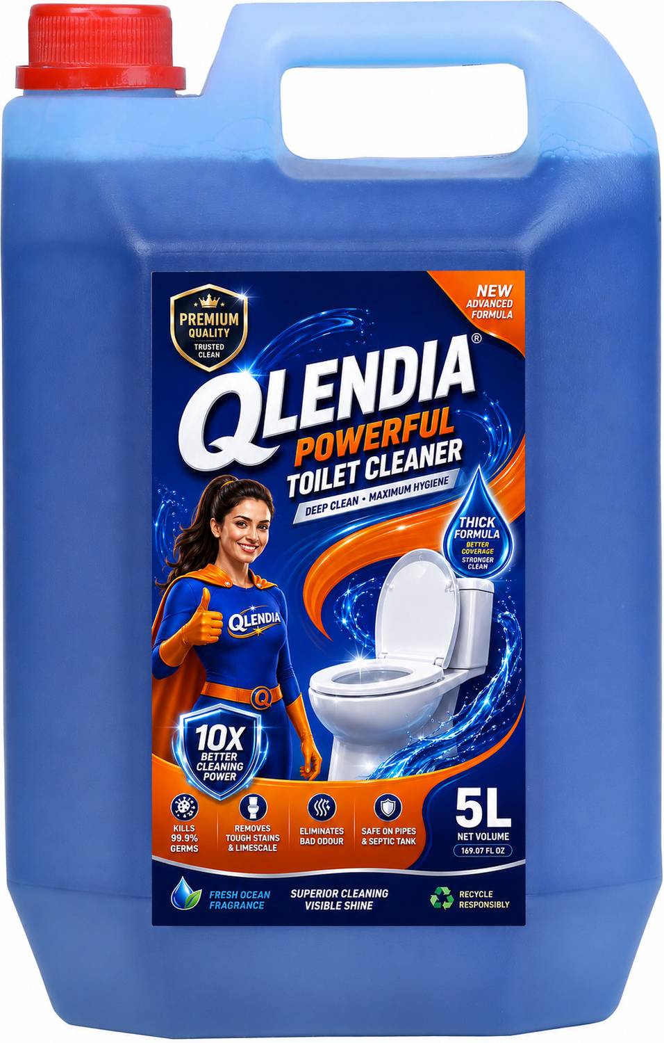 Qlendia Disinfectant Toilet Cleaner. Original- 5 L|Kills 99.9% Ge...mo