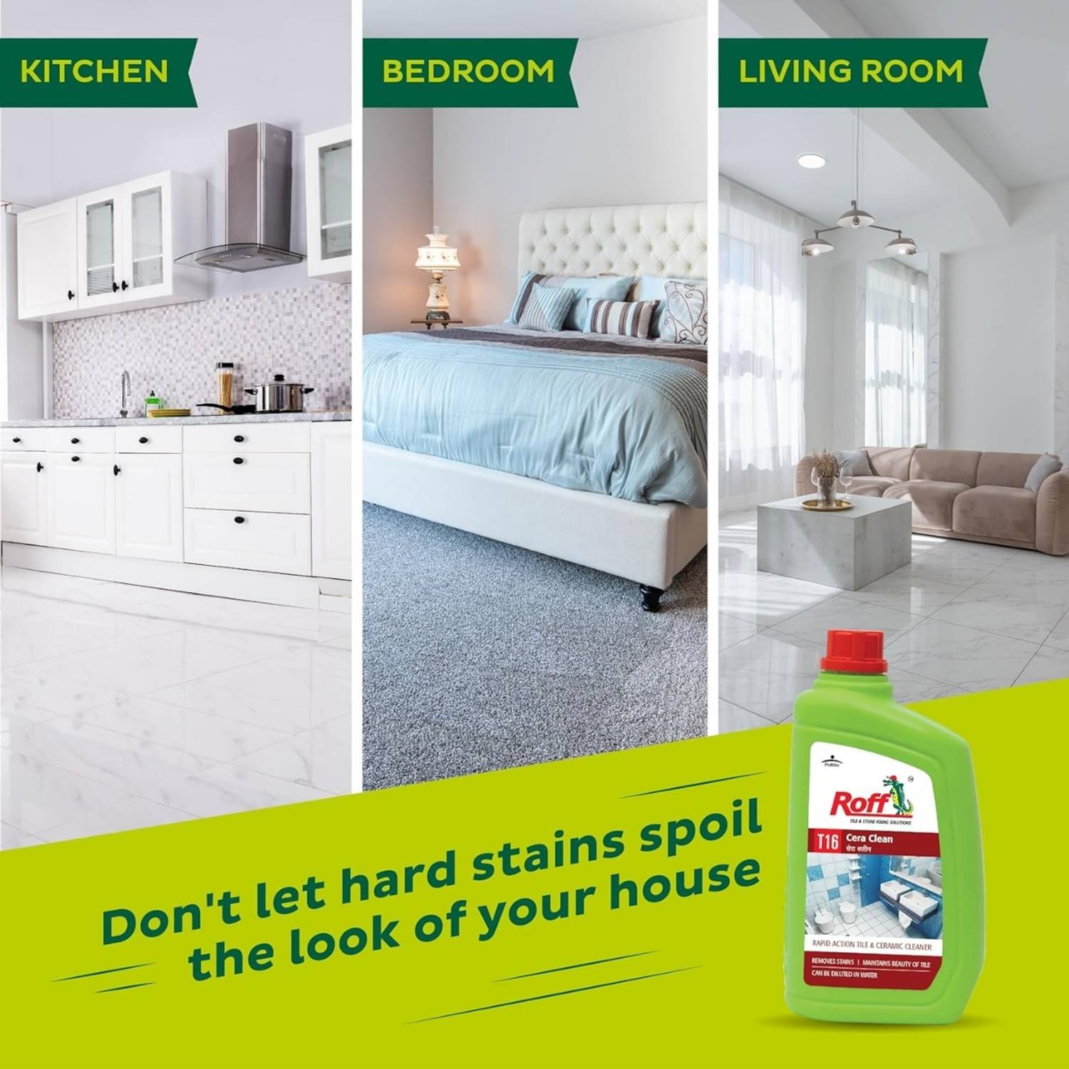 PIDILITE ROFF Cera Clean T16 1L Tile Cleaner with Scrub Brush & - Image 5