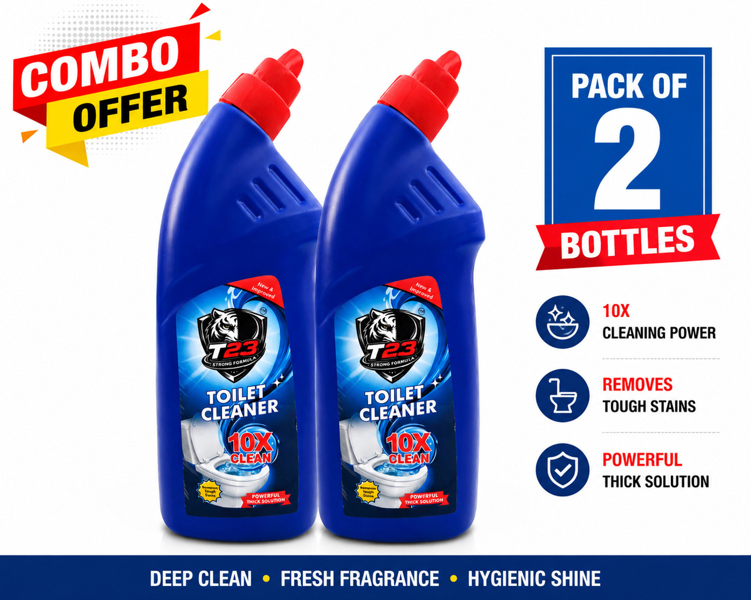 Image of t23 Toilet Cleaner Liquid 500 ml Combo Pack Regular Liquid Toilet Cleaner (2 x 500 ml)