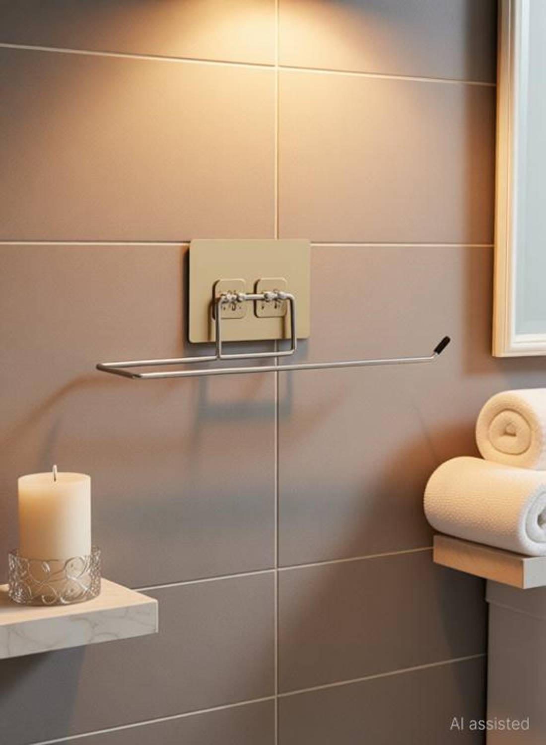 AVI CREATION Toilet Paper Holder Tissue roll Paper Towel Holder Stainless Steel Washable Stick Hook Rack Bathroom Storage Accessories Wall Mounted Silver Towel Holder (Steel) Stainless Steel Toilet Paper Holder