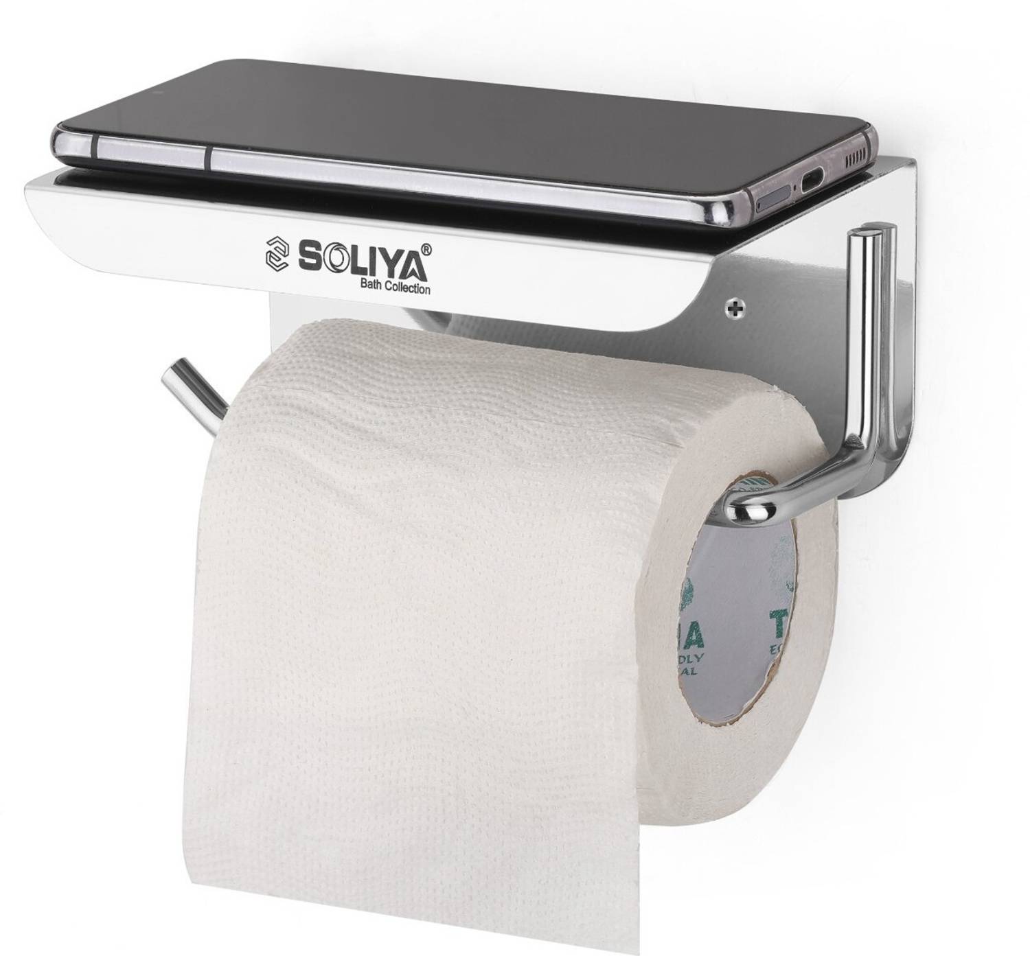 SOLIYA Stainless Steel Toilet Paper Holder with Mobile Stand For Bathroom Stainless Steel Toilet Paper Holder