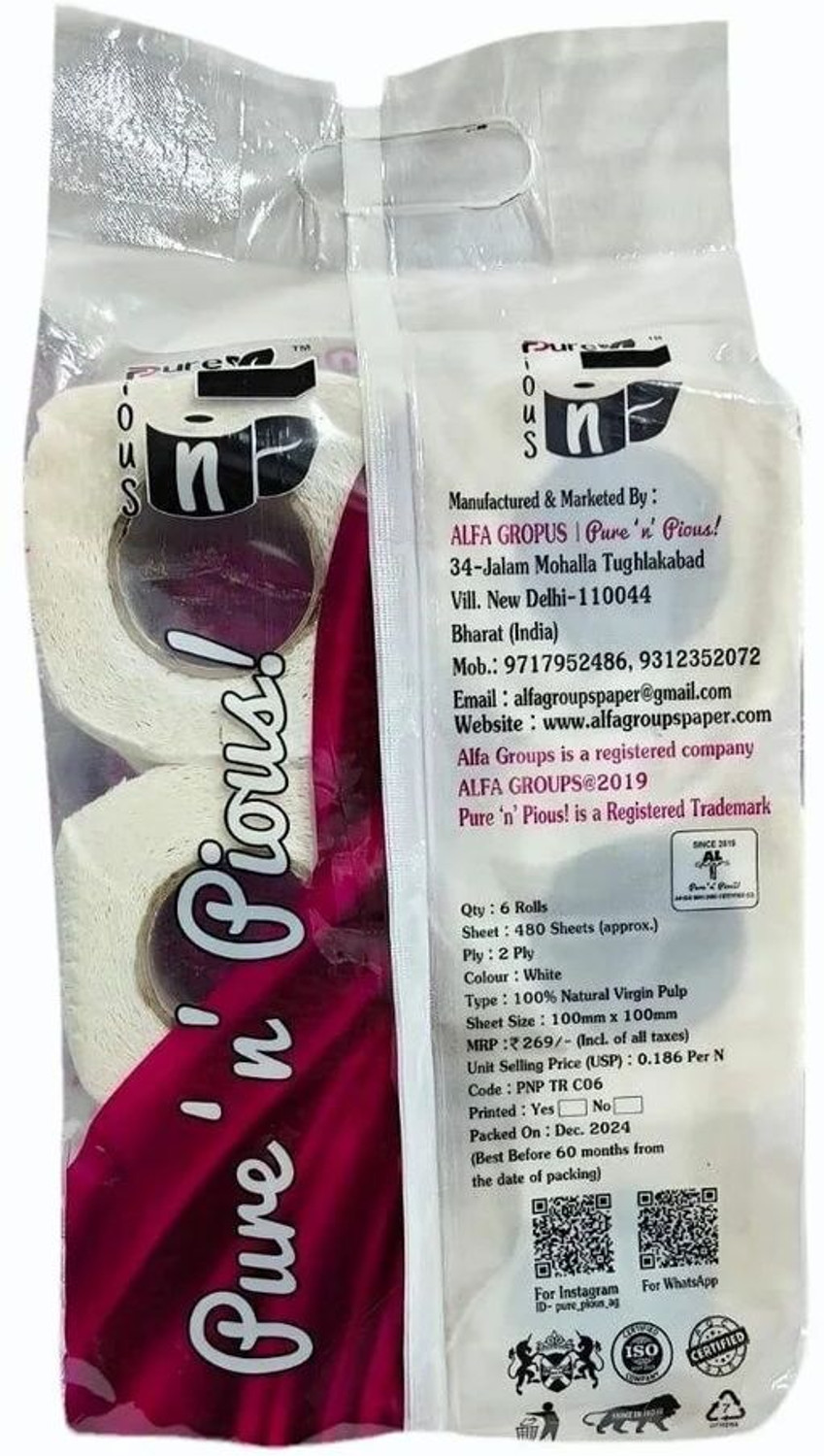 Image of FABIUS Tissue Roll, 180 Pulls per Roll, 2 Ply, Toilet Paper Roll
