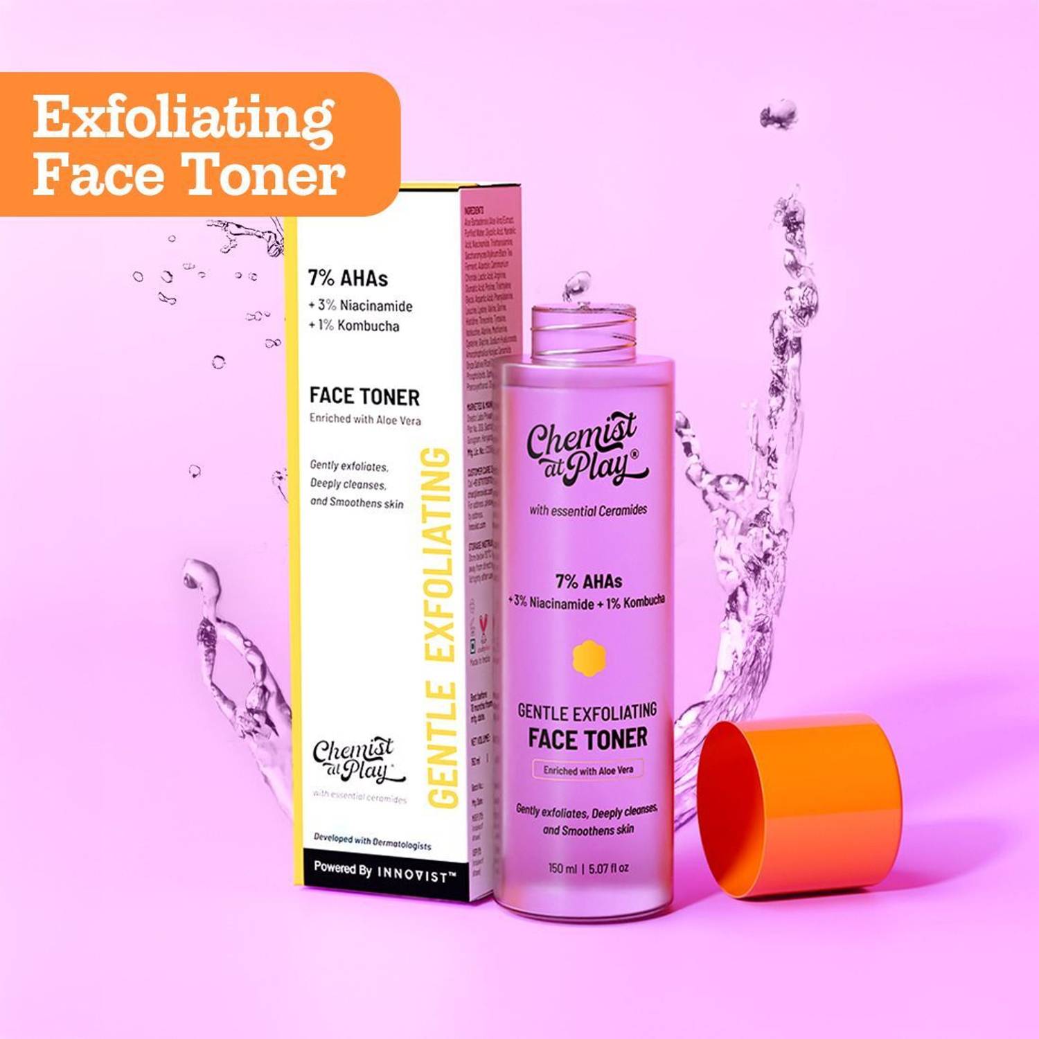 Chemist at Play Gentle Exfoliating Face Toner - Glycolic & Mandelic Acid, Niacinamide & Kombucha Men & Women