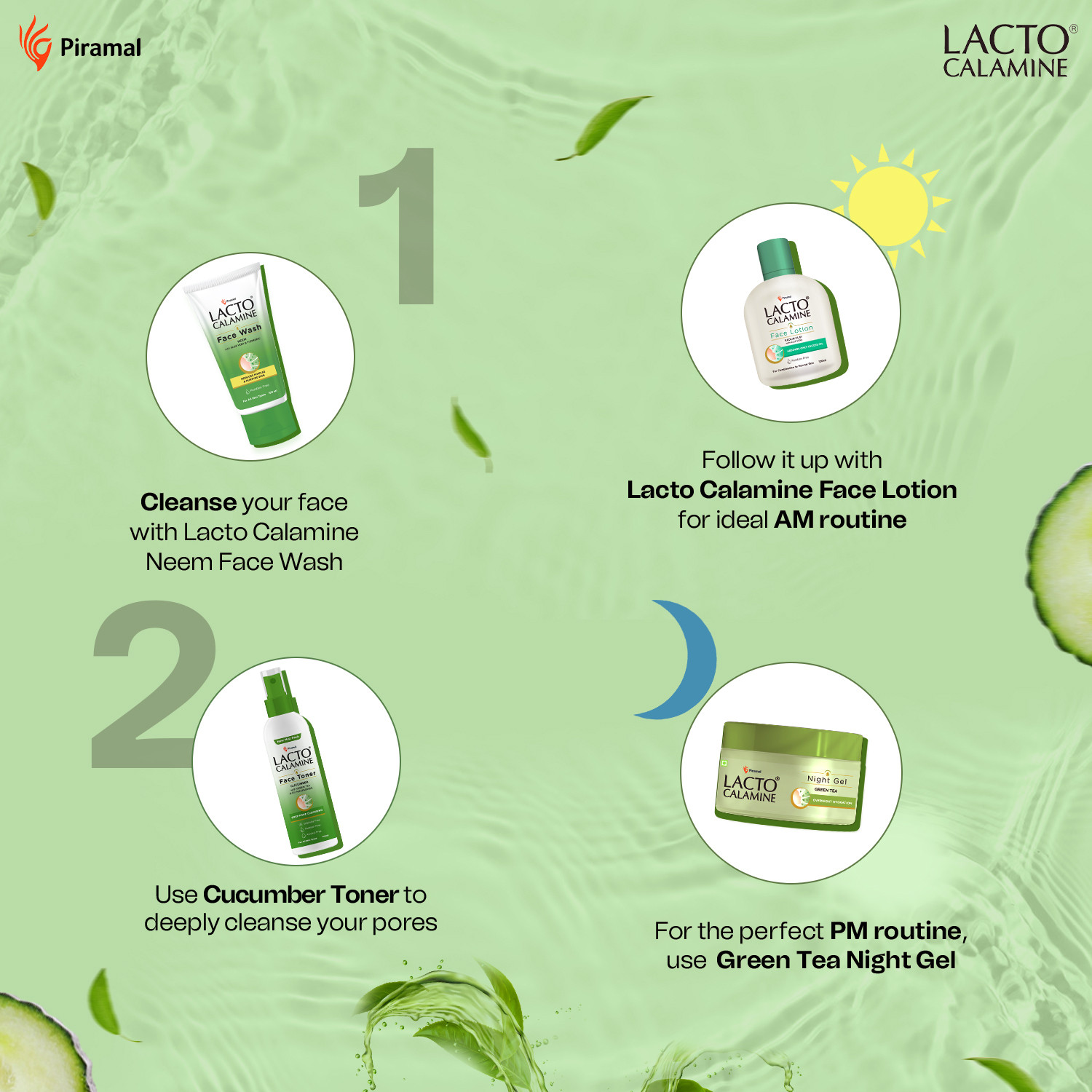 Image of Lacto Calamine Cucumber Face Toner with Green Tea & Niacinamide Cool & Hydrated skin Pack of 1 Men & Women