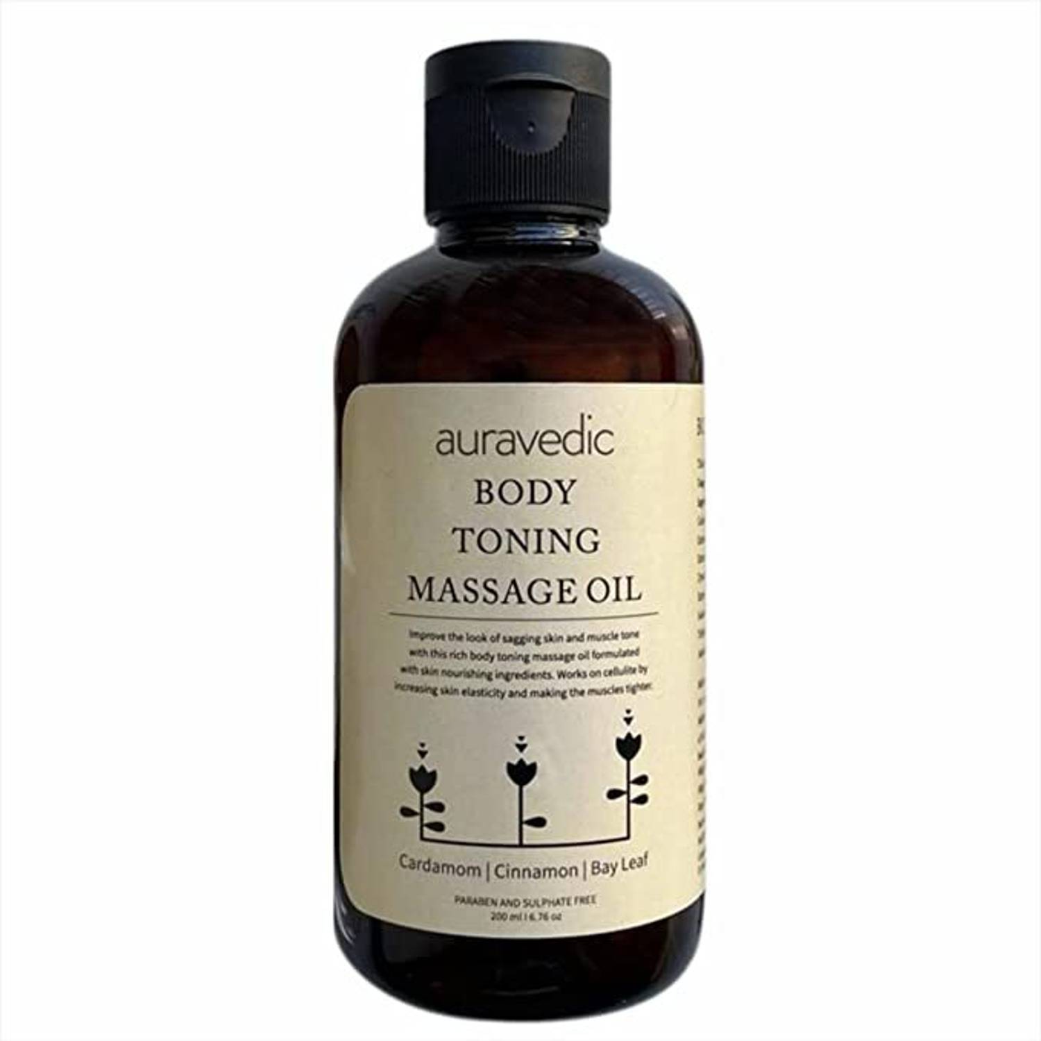 AURAVEDIC Body toning massage oil with Cardamom Cinnamon 200 ml massage oil for full body Men & Women