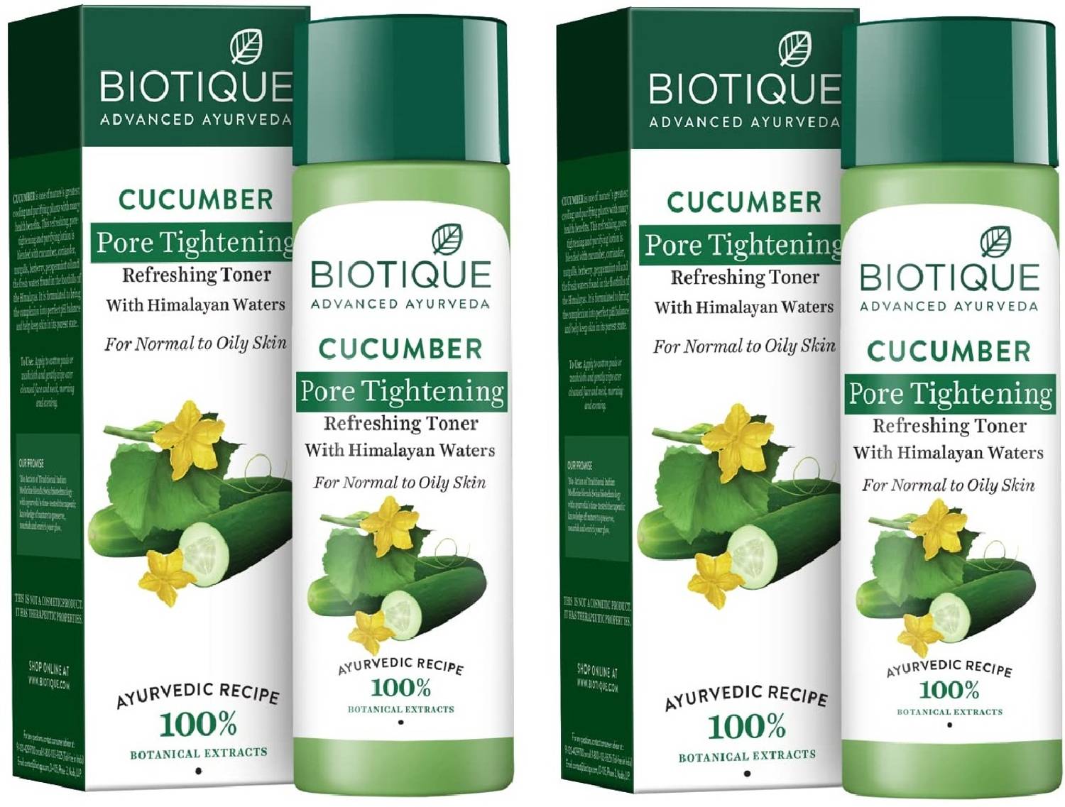 BIOTIQUE Bio Cucumber Pore Tightening Toner, 120ml (Pack of 2) Men & Women