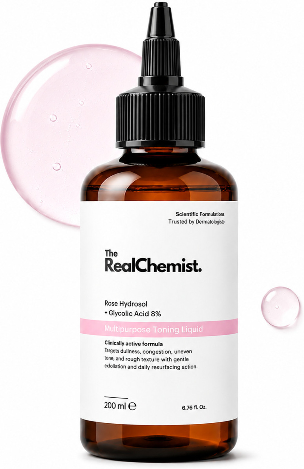 Image of The Real Chemist 8% Glycolic Acid Toner For Glowing Skin | For Body, Face, & Scalp Men & Women Men & Women