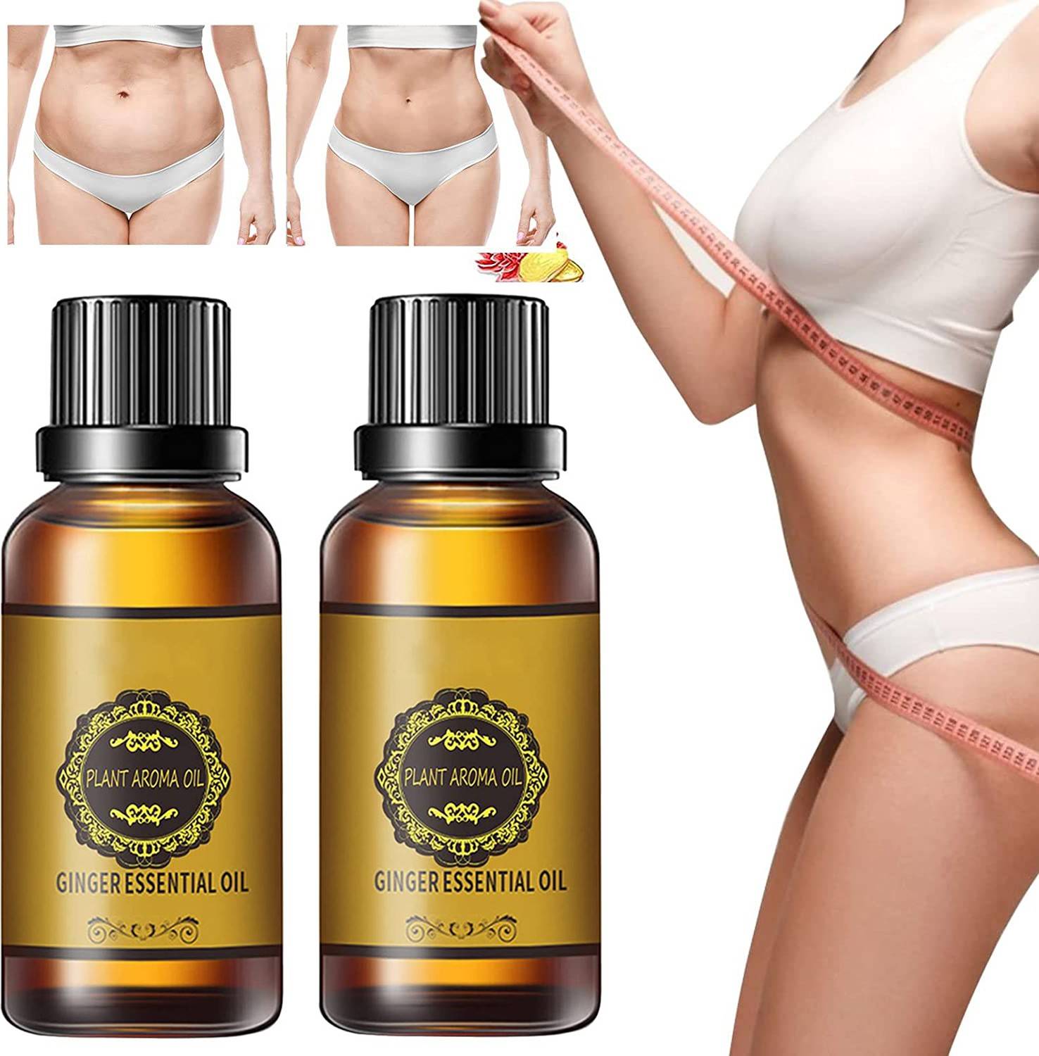 Barbers Crew Tummy Ginger Massage Oil for a Belly Fat Drainage oil Reduce Fat -30ml-2-Bottle- Men & Women